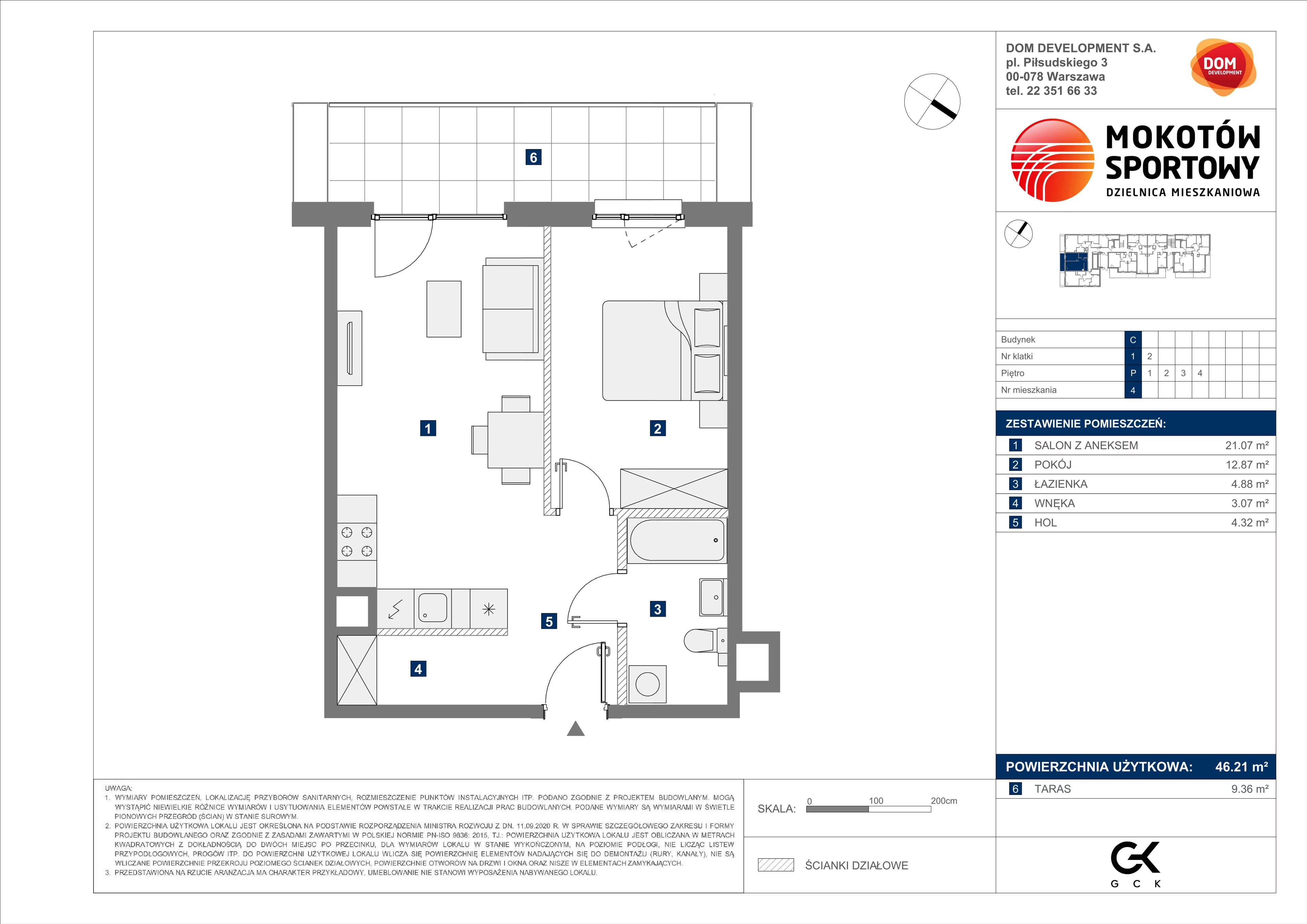 2 pokoje, mieszkanie 46,21 m², parter, oferta nr C/4, Mokotów Sportowy 1 B, Warszawa, Mokotów, Augustówka, ul. Antoniewska