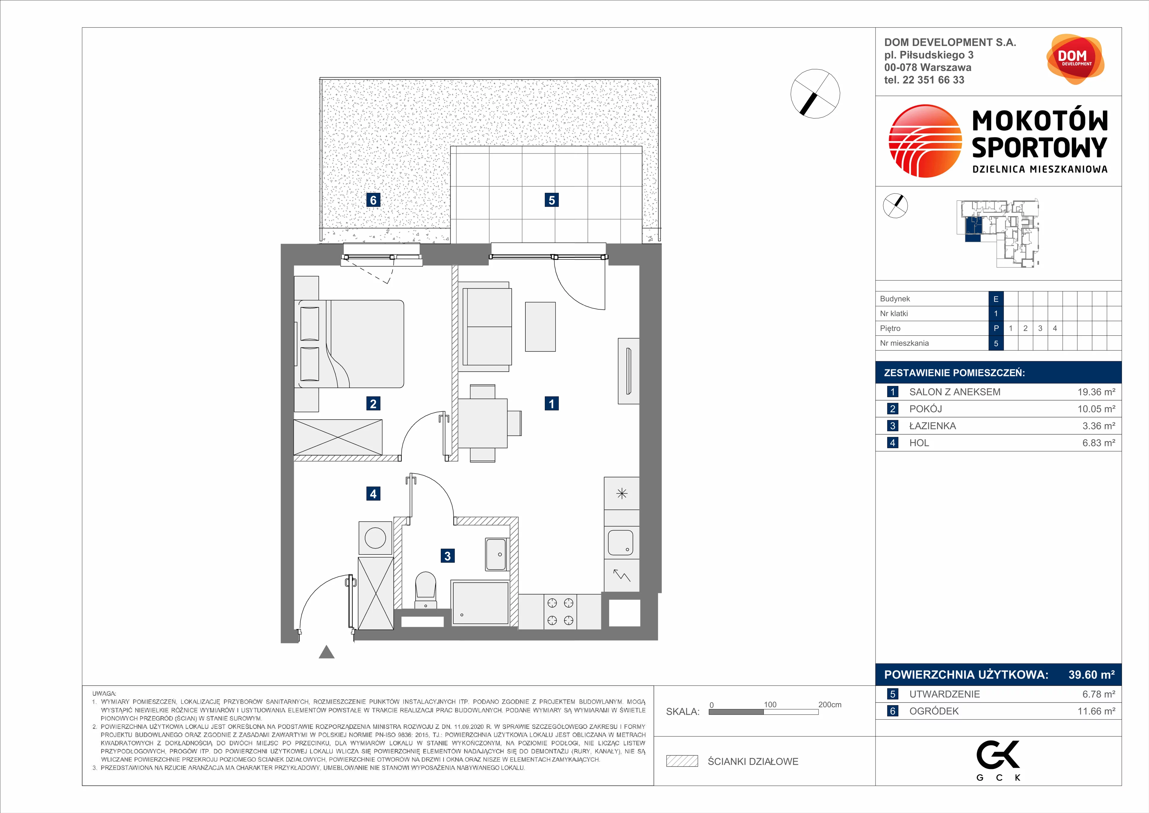 2 pokoje, mieszkanie 39,60 m², parter, oferta nr E/5, Mokotów Sportowy 1 B, Warszawa, Mokotów, Augustówka, ul. Antoniewska