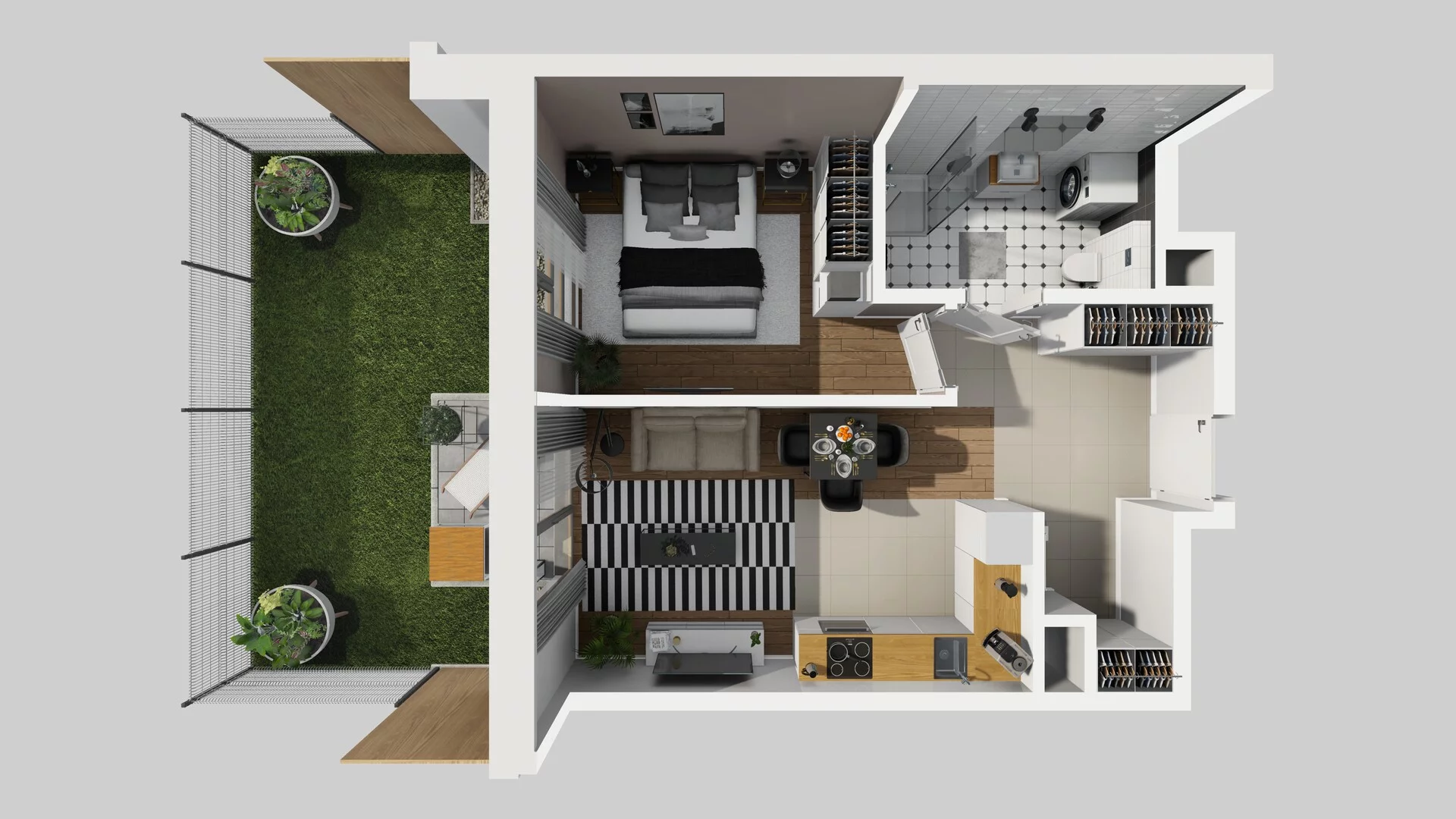 2 pokoje, mieszkanie 42,21 m², parter, oferta nr A/3, Osiedle Bokserska 71, Warszawa, Ursynów, Wyczółki, ul. Bokserska 71