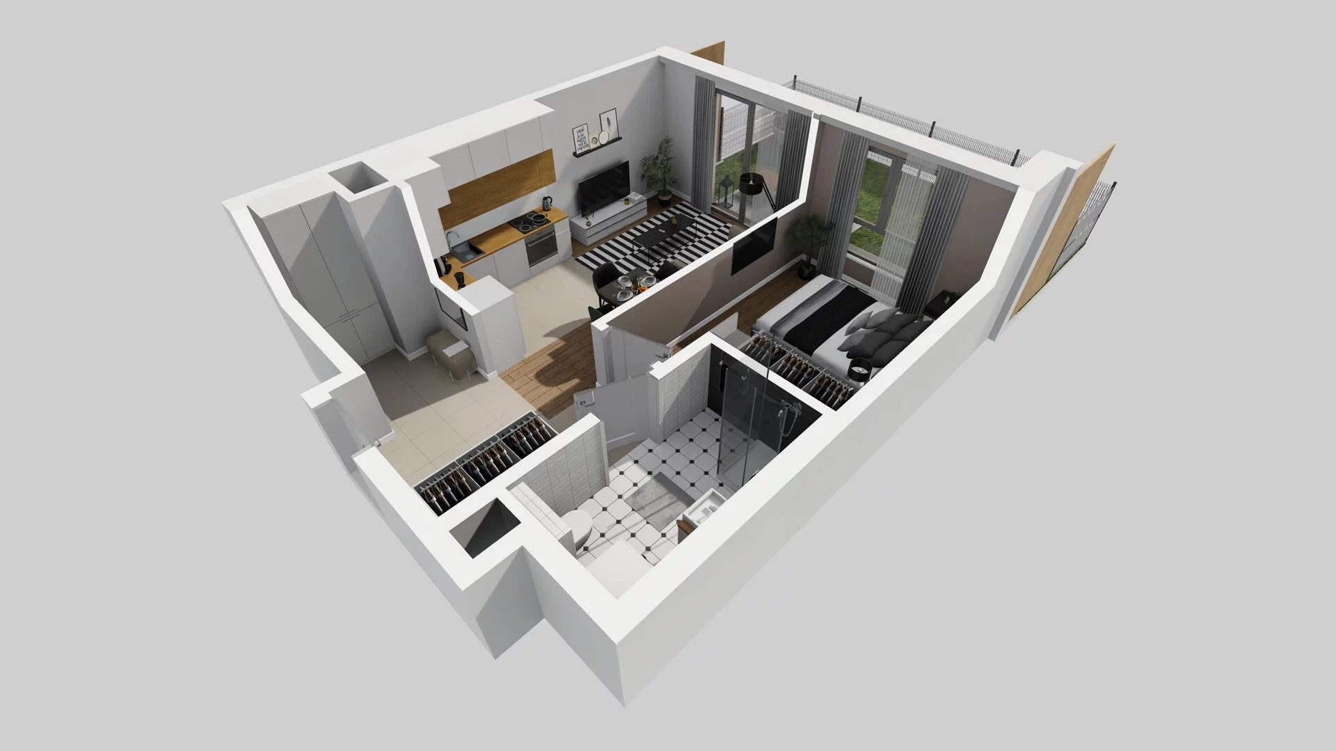 2 pokoje, mieszkanie 42,21 m², parter, oferta nr A/3, Osiedle Bokserska 71, Warszawa, Ursynów, Wyczółki, ul. Bokserska 71