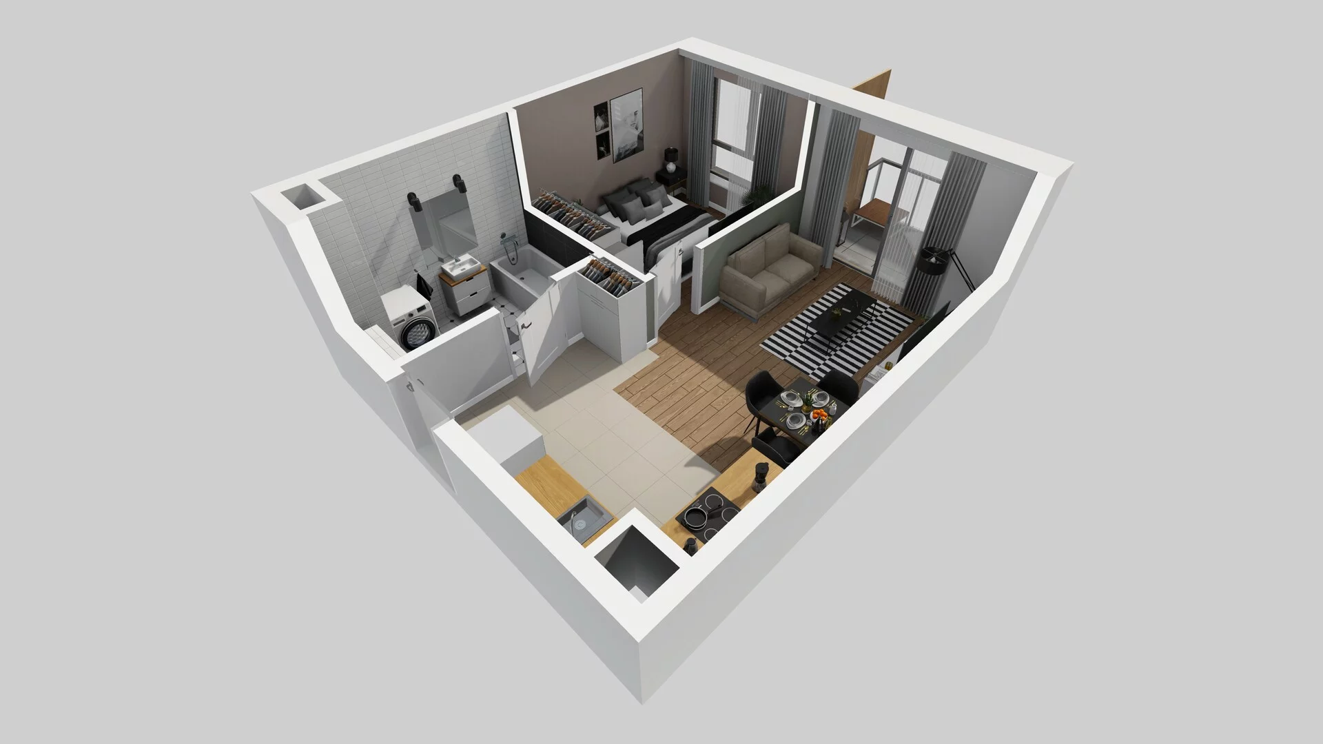 2 pokoje, mieszkanie 38,16 m², piętro 1, oferta nr A/42, Osiedle Bokserska 71, Warszawa, Ursynów, Wyczółki, ul. Bokserska 71