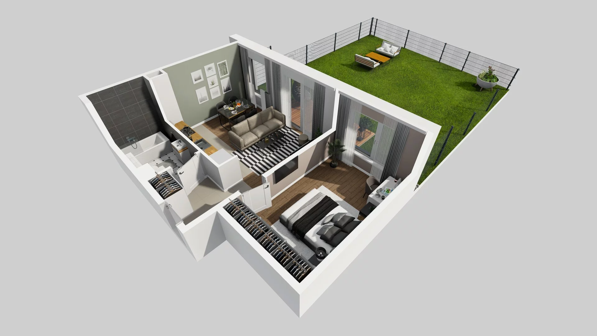 2 pokoje, mieszkanie 45,06 m², parter, oferta nr I/2, Wille Biskupin, Wrocław, Biskupin-Sępolno-Dąbie-Bartoszowice, Śródmieście, ul. Braci Gierymskich 156