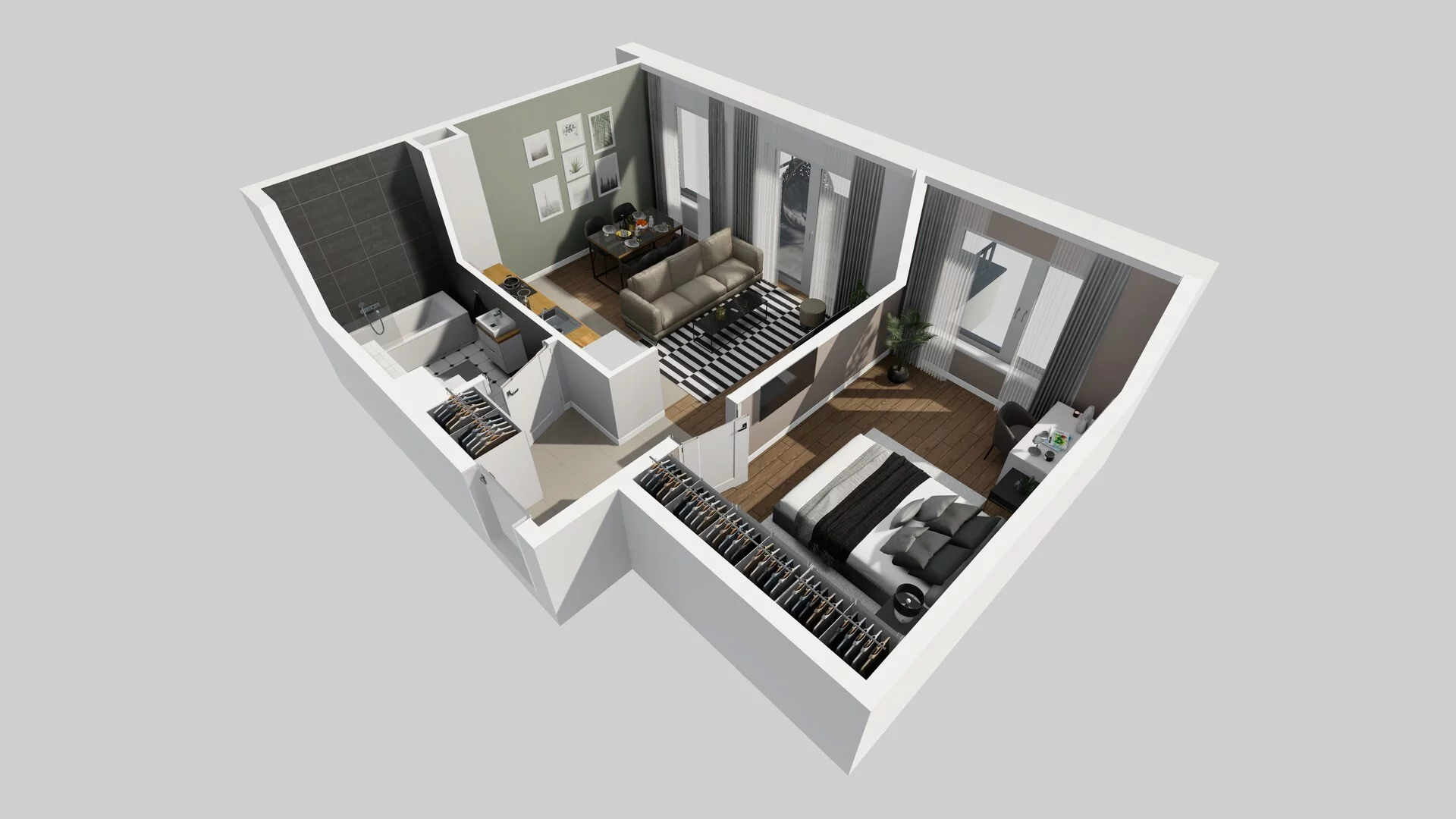 2 pokoje, mieszkanie 45,06 m², piętro 2, oferta nr I/8, Wille Biskupin, Wrocław, Biskupin-Sępolno-Dąbie-Bartoszowice, Śródmieście, ul. Braci Gierymskich 156