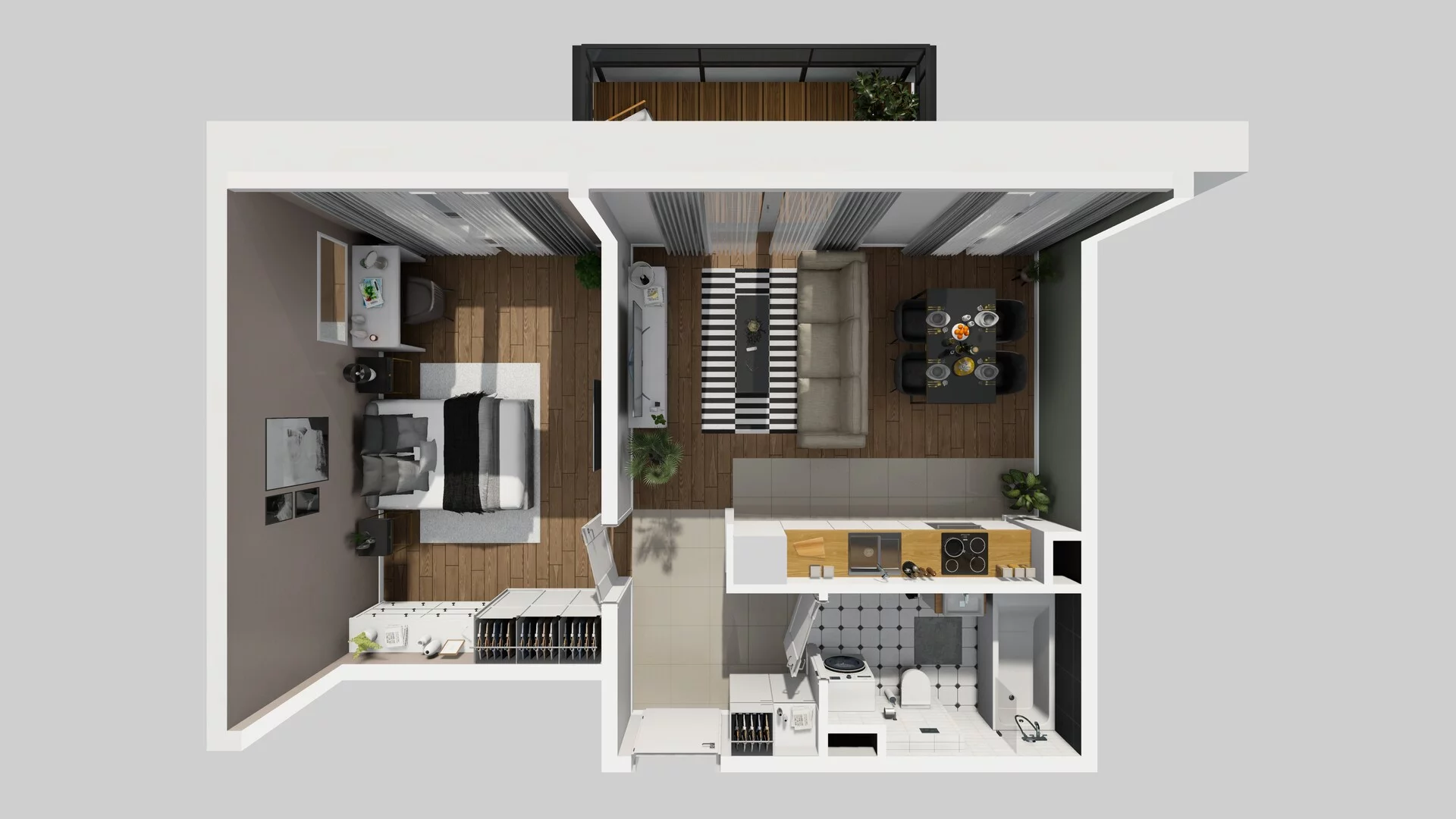 2 pokoje, mieszkanie 44,60 m², piętro 1, oferta nr P/5, Wille Biskupin etap 3, Wrocław, Biskupin-Sępolno-Dąbie-Bartoszowice, Śródmieście, ul. Braci Gierymskich