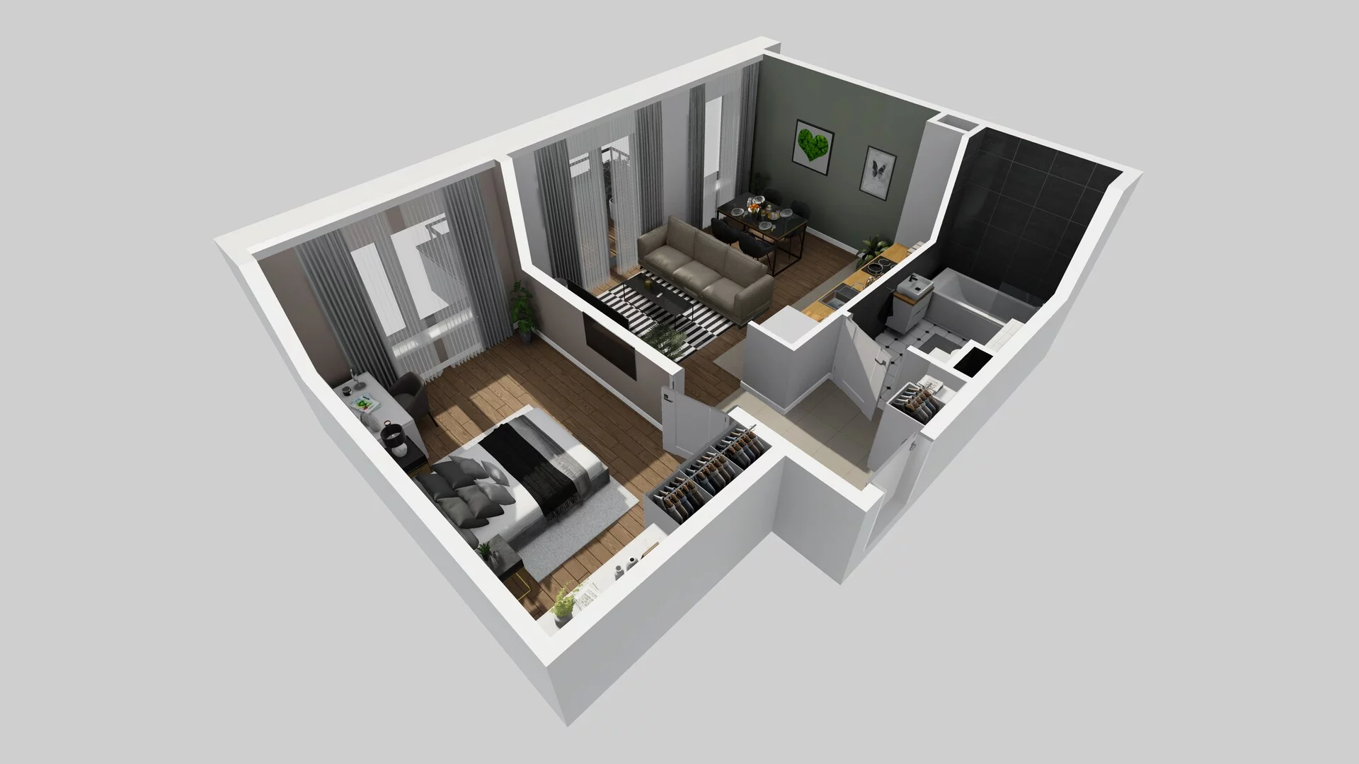 2 pokoje, mieszkanie 44,60 m², piętro 1, oferta nr P/5, Wille Biskupin etap 3, Wrocław, Biskupin-Sępolno-Dąbie-Bartoszowice, Śródmieście, ul. Braci Gierymskich