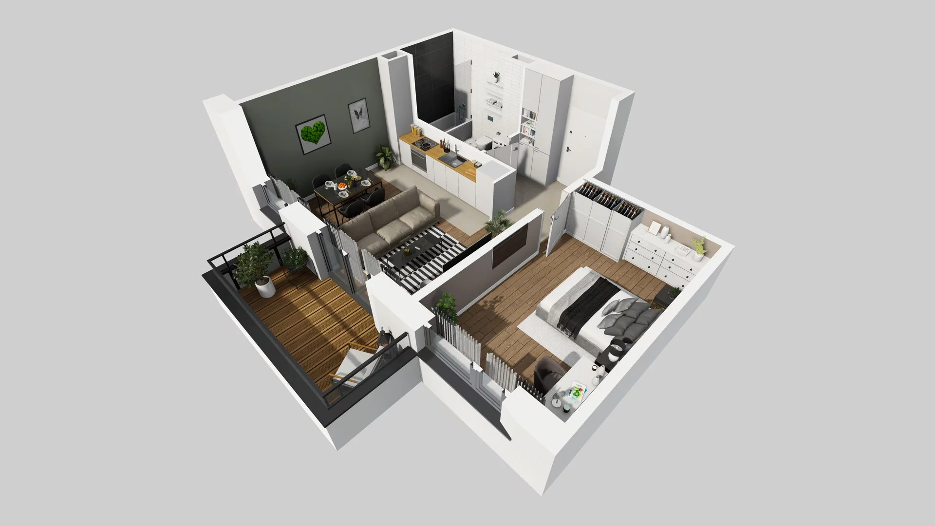 2 pokoje, mieszkanie 44,60 m², piętro 1, oferta nr P/5, Wille Biskupin etap 3, Wrocław, Biskupin-Sępolno-Dąbie-Bartoszowice, Śródmieście, ul. Braci Gierymskich