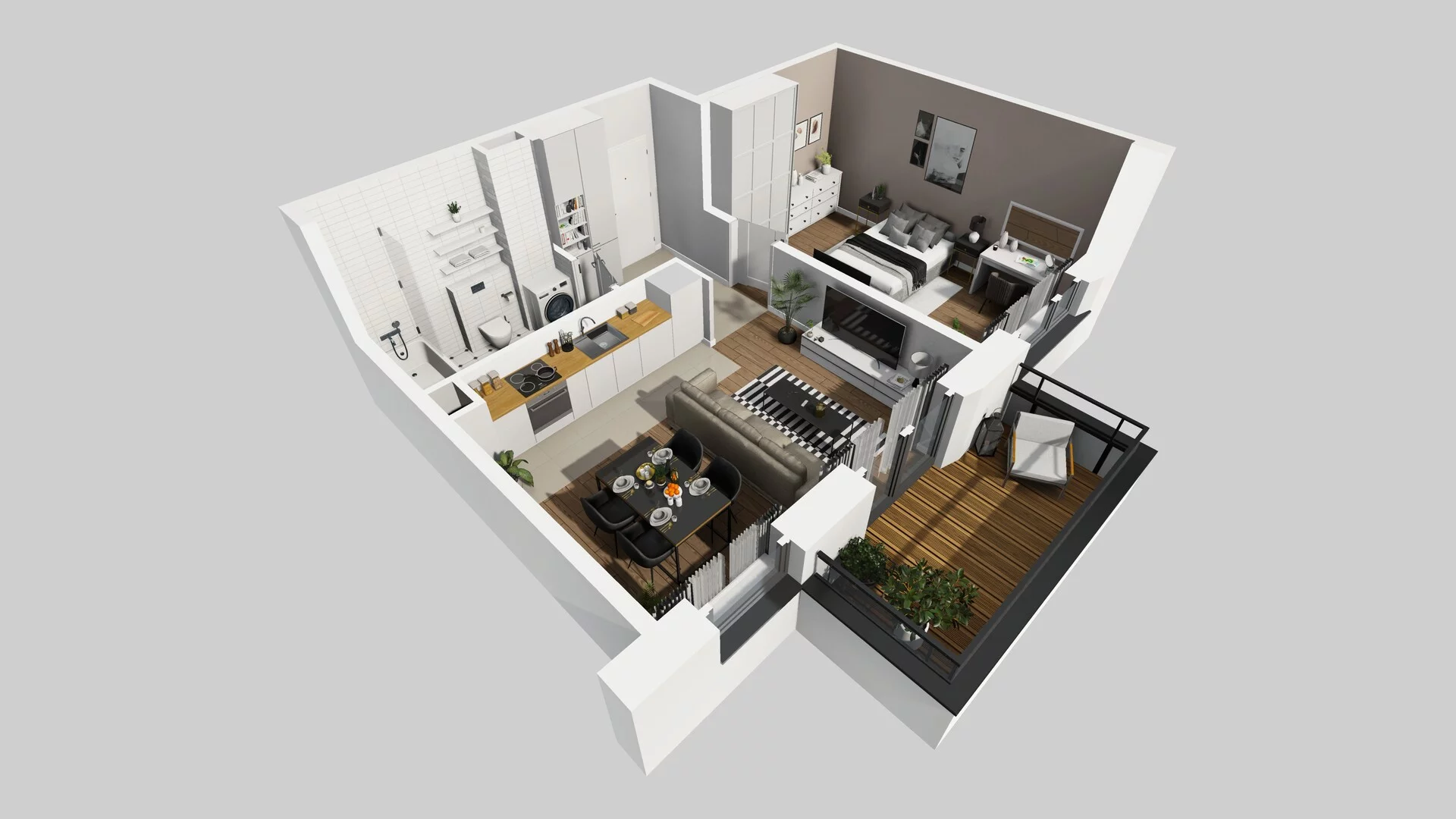 2 pokoje, mieszkanie 44,60 m², piętro 1, oferta nr P/5, Wille Biskupin etap 3, Wrocław, Biskupin-Sępolno-Dąbie-Bartoszowice, Śródmieście, ul. Braci Gierymskich