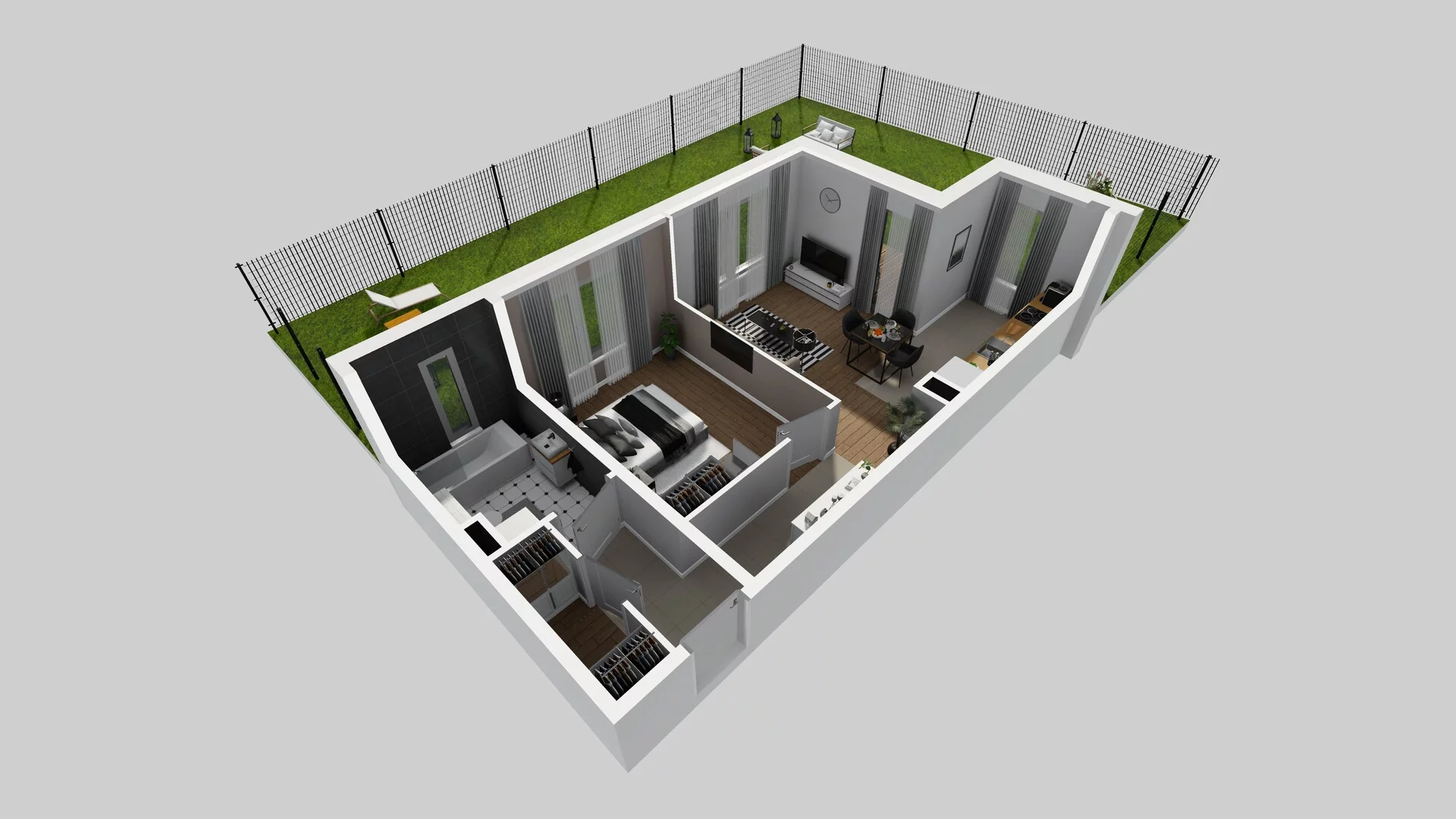2 pokoje, mieszkanie 47,58 m², parter, oferta nr Q/2, Wille Biskupin etap 3, Wrocław, Biskupin-Sępolno-Dąbie-Bartoszowice, Śródmieście, ul. Braci Gierymskich