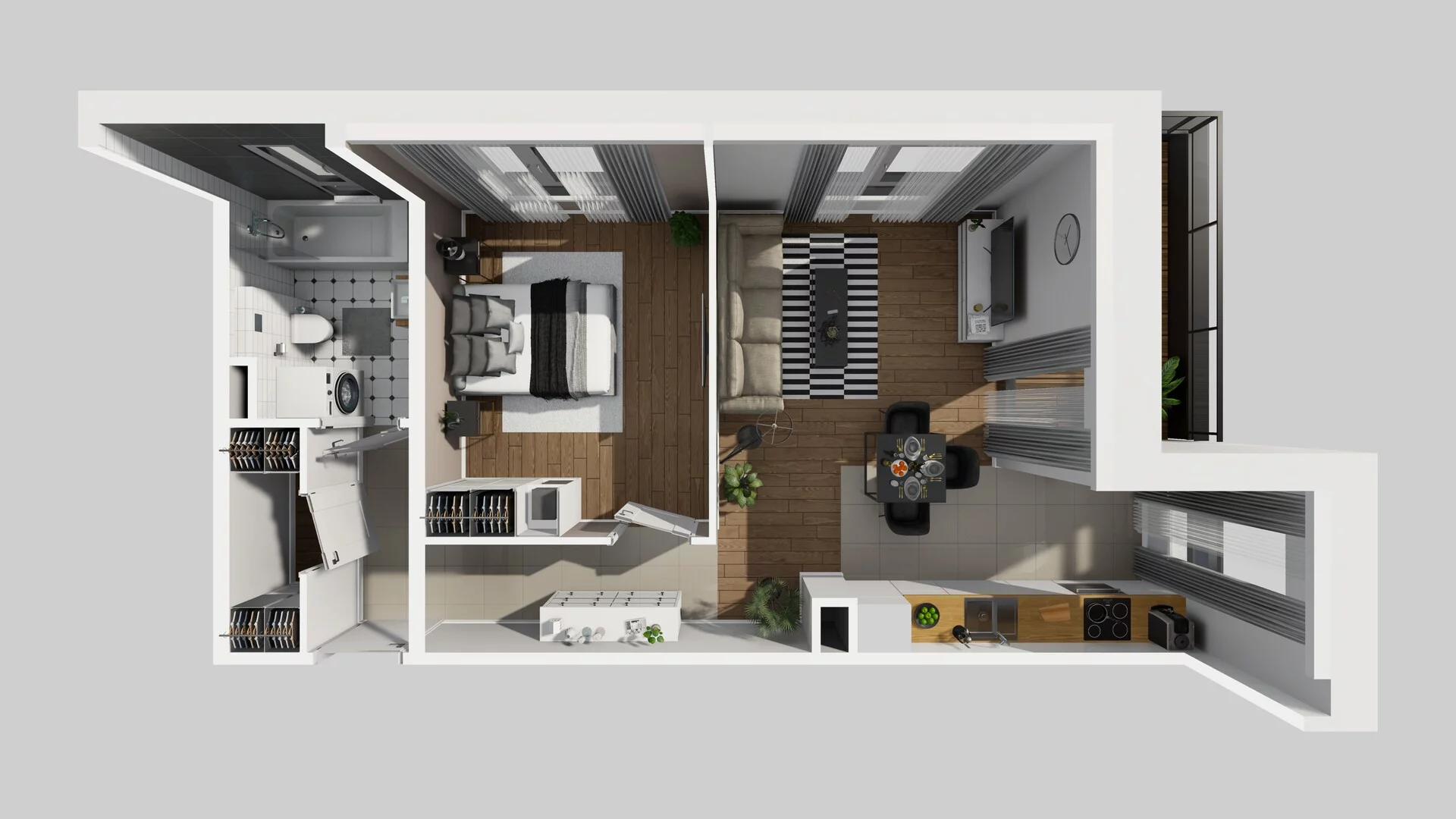 2 pokoje, mieszkanie 47,60 m², piętro 1, oferta nr Q/5, Wille Biskupin etap 3, Wrocław, Biskupin-Sępolno-Dąbie-Bartoszowice, Śródmieście, ul. Braci Gierymskich