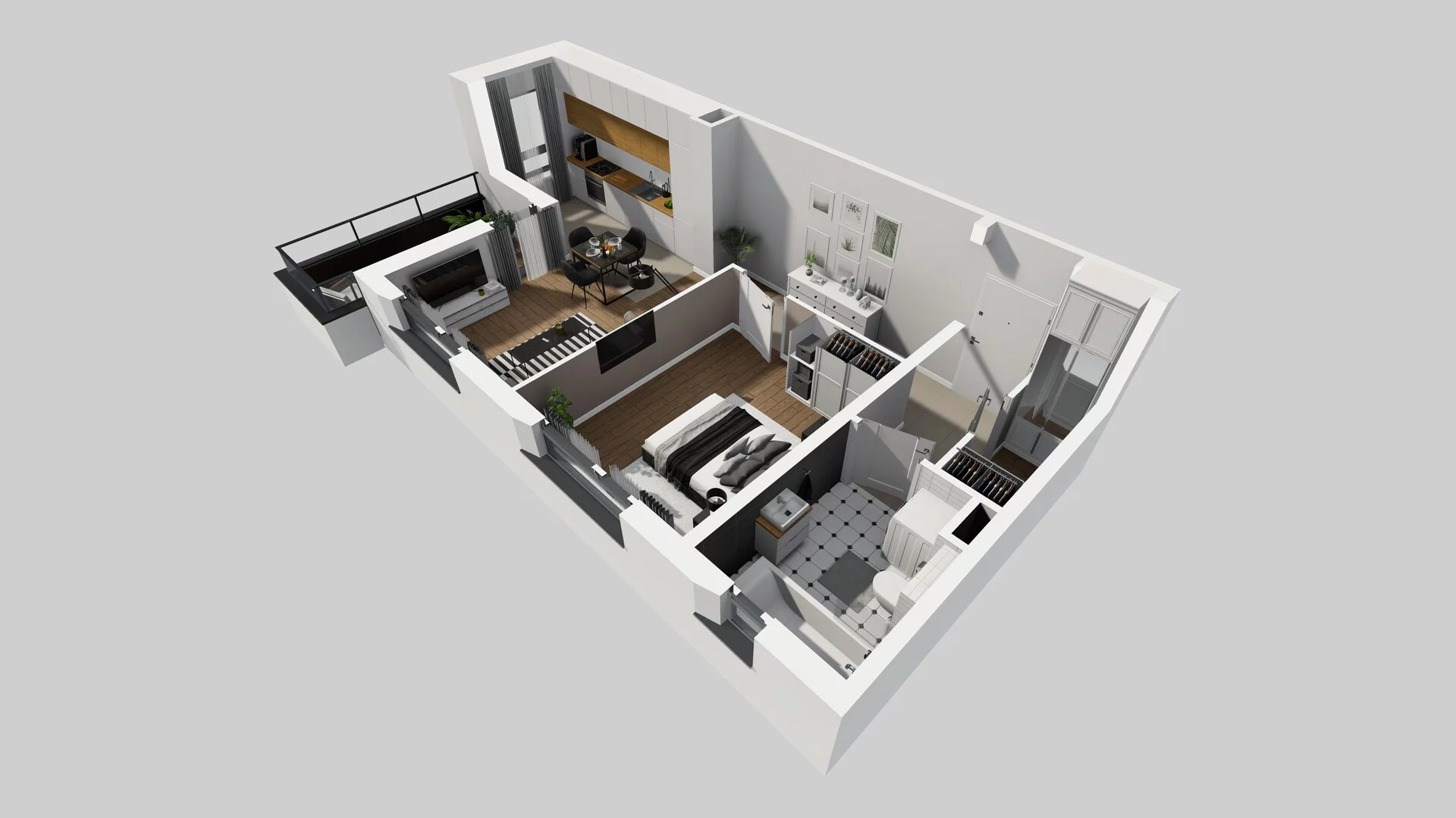2 pokoje, mieszkanie 47,60 m², piętro 1, oferta nr Q/5, Wille Biskupin etap 3, Wrocław, Biskupin-Sępolno-Dąbie-Bartoszowice, Śródmieście, ul. Braci Gierymskich