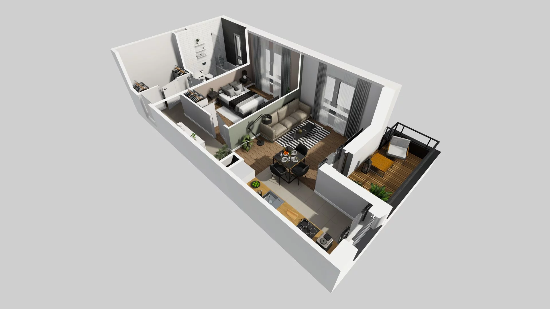 2 pokoje, mieszkanie 47,60 m², piętro 1, oferta nr Q/5, Wille Biskupin etap 3, Wrocław, Biskupin-Sępolno-Dąbie-Bartoszowice, Śródmieście, ul. Braci Gierymskich