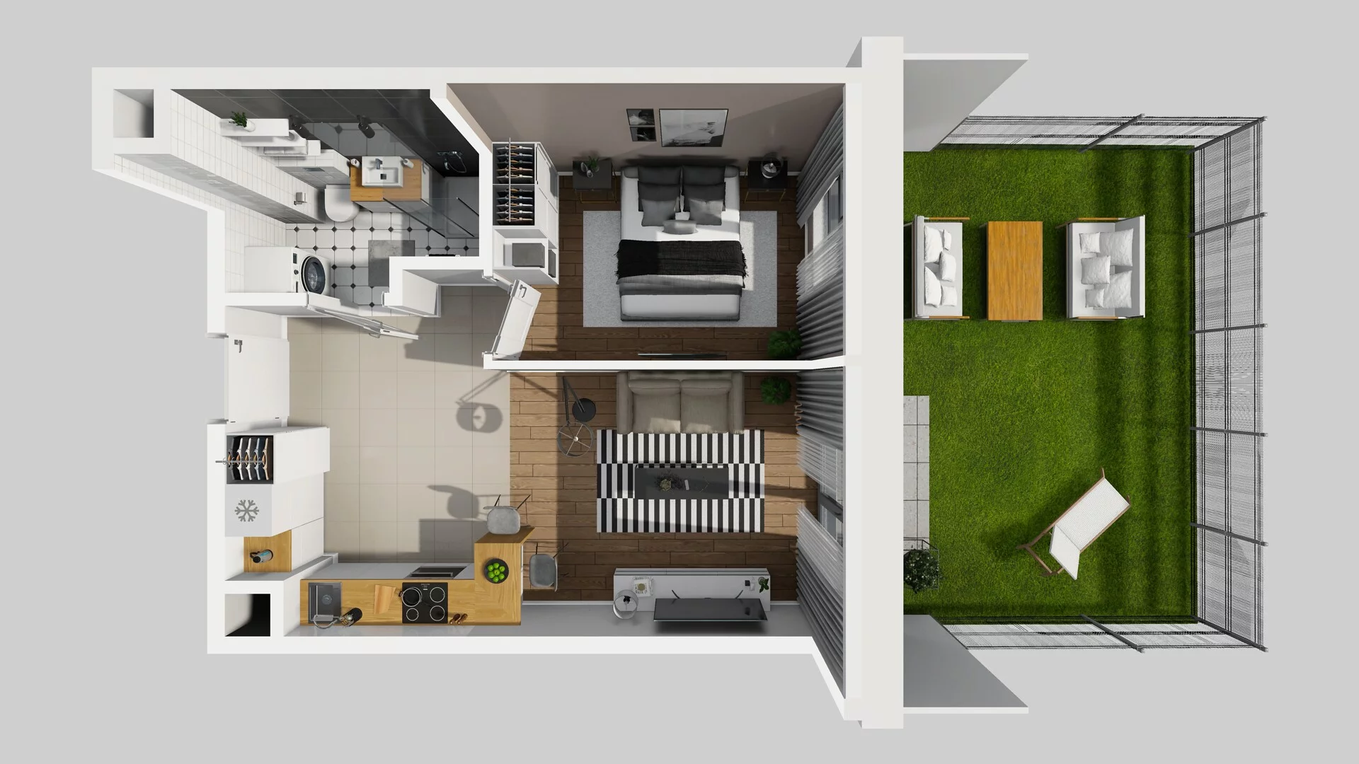 2 pokoje, mieszkanie 36,60 m², parter, oferta nr C/2, Apartamenty Beethovena, Warszawa, Mokotów, Sielce, ul. Dziekońskiego 4
