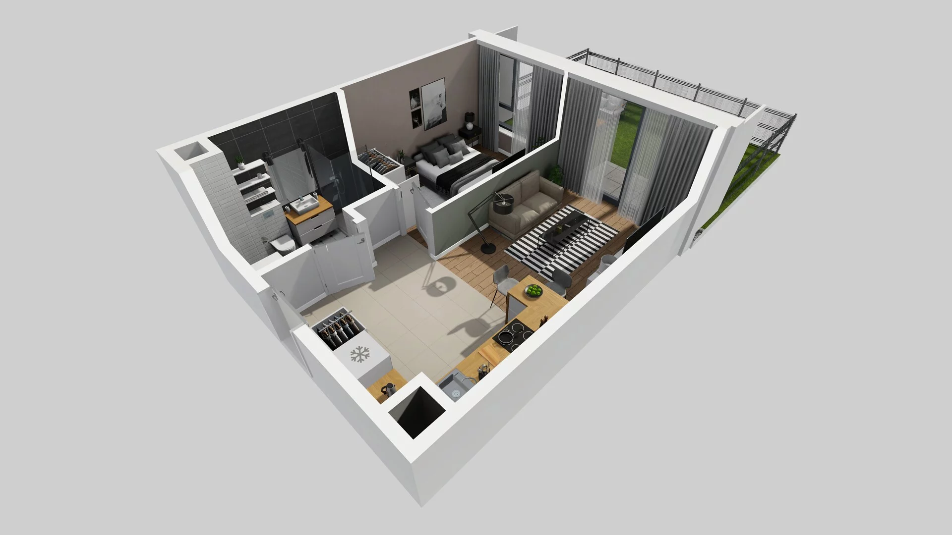 2 pokoje, mieszkanie 36,60 m², parter, oferta nr C/2, Apartamenty Beethovena, Warszawa, Mokotów, Sielce, ul. Dziekońskiego 4