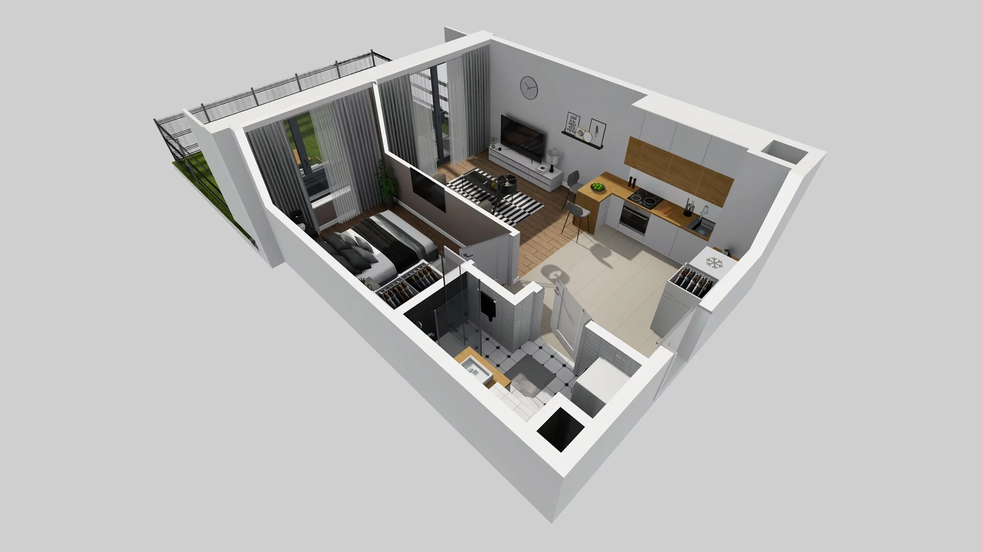 2 pokoje, mieszkanie 36,60 m², parter, oferta nr C/2, Apartamenty Beethovena, Warszawa, Mokotów, Sielce, ul. Dziekońskiego 4