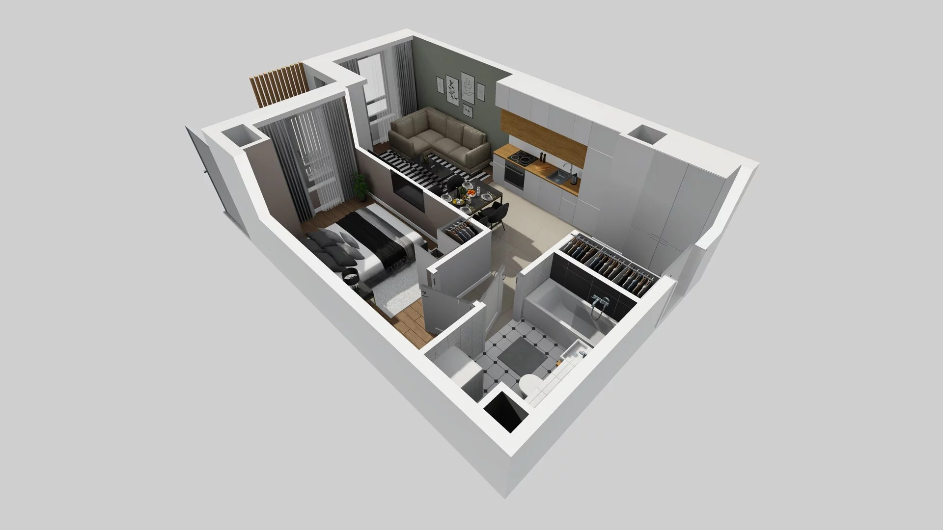 2 pokoje, mieszkanie 40,36 m², piętro 7, oferta nr A/129, Hubska 100 etap 2, Wrocław, Huby, Krzyki, ul. Hubska 100