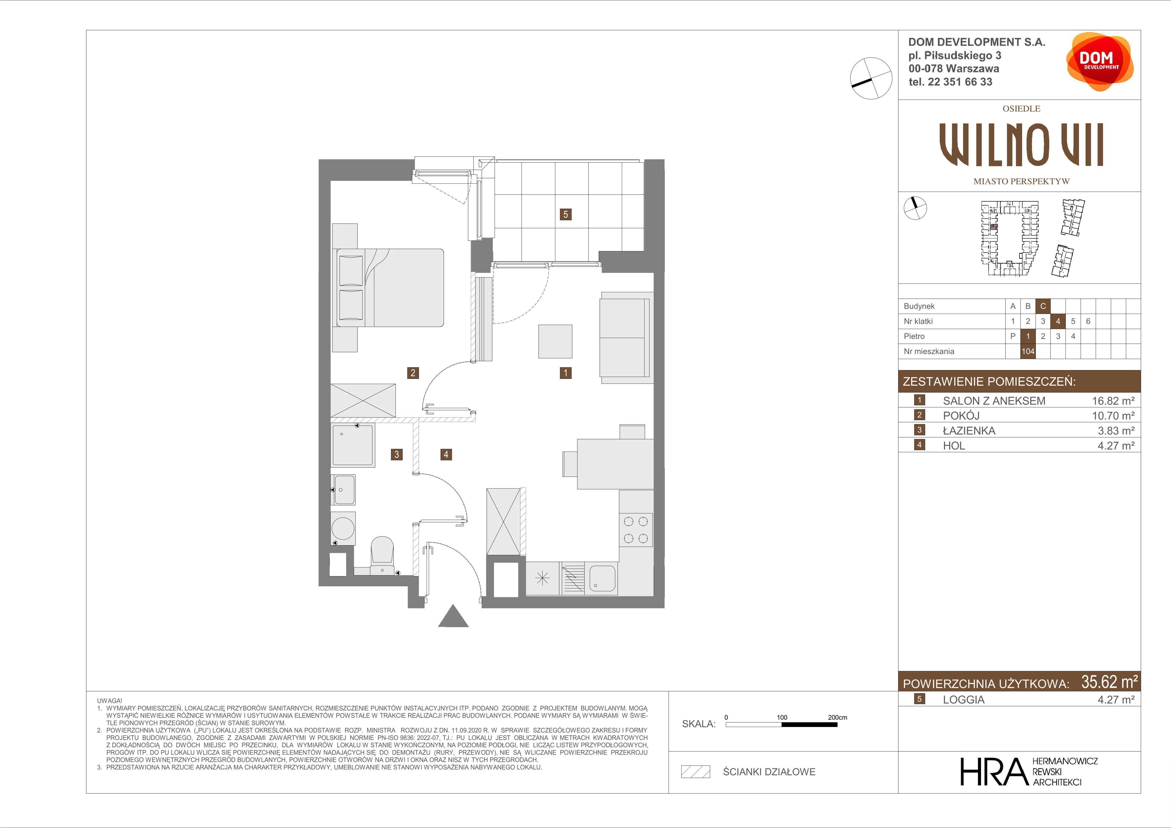 Mieszkanie 35,62 m², piętro 1, oferta nr C/104, Osiedle Wilno 7, Warszawa, Targówek, Elsnerów, ul. Janowiecka