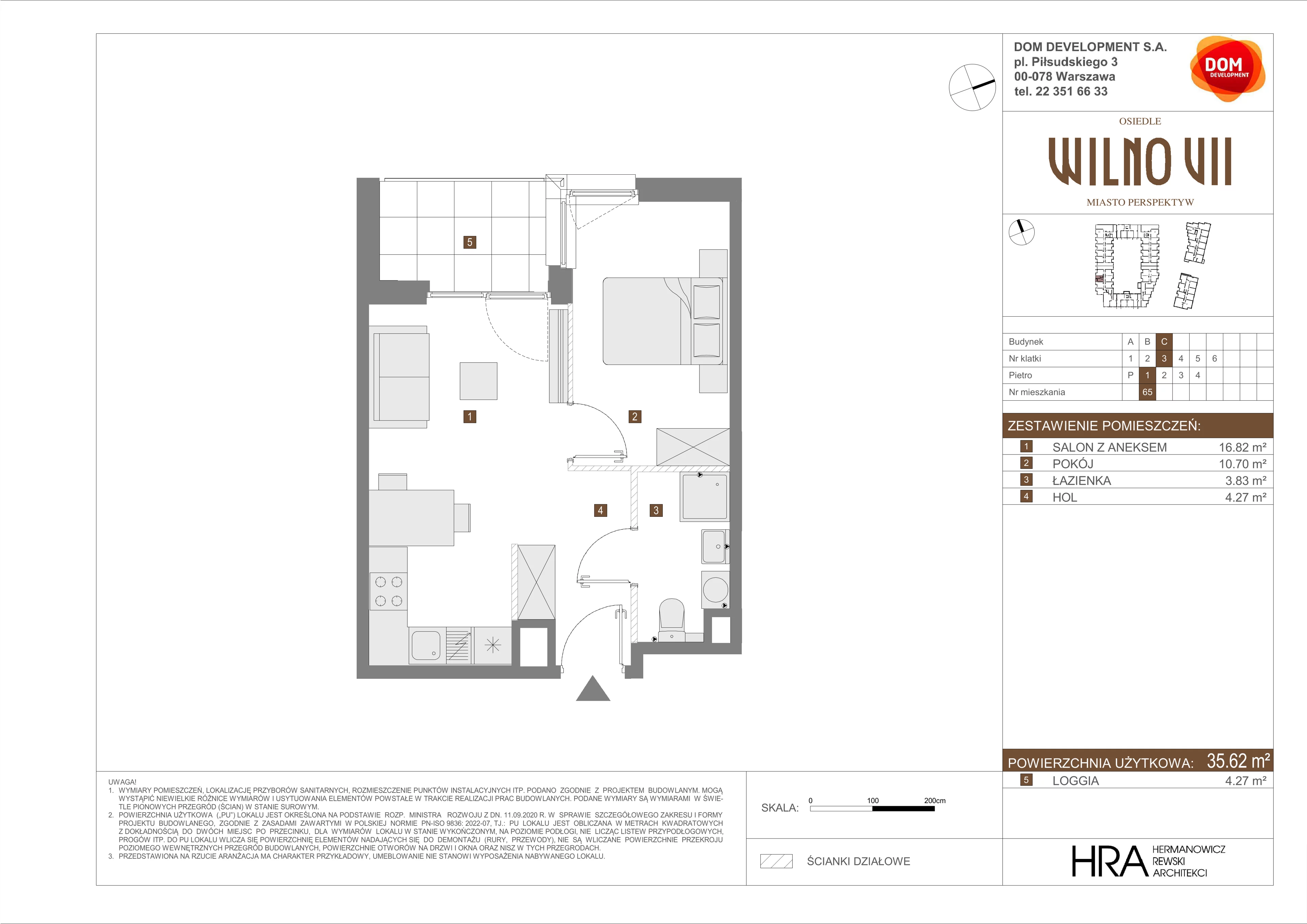 Mieszkanie 35,62 m², piętro 1, oferta nr C/65, Osiedle Wilno 7, Warszawa, Targówek, Elsnerów, ul. Janowiecka