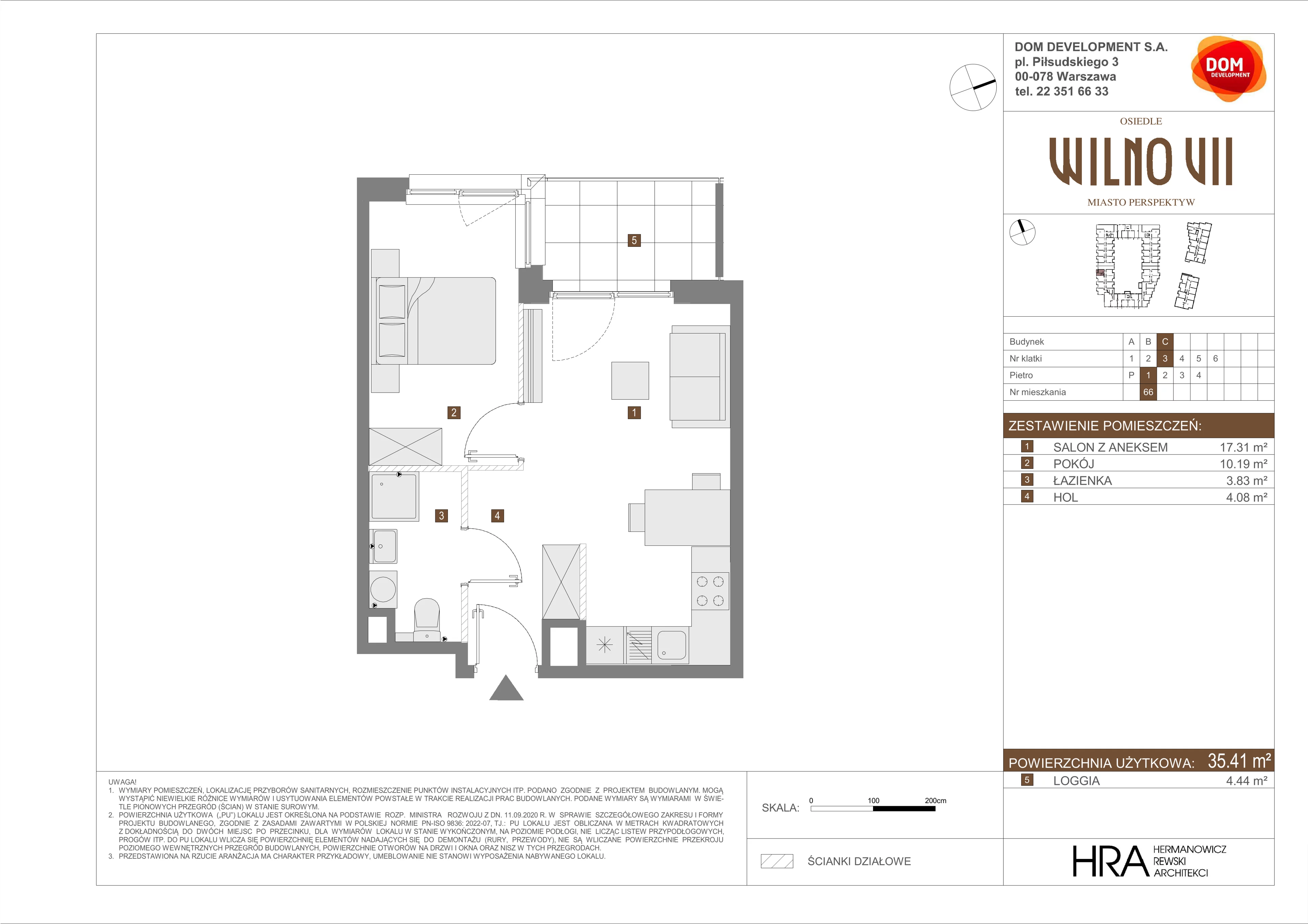 Mieszkanie 35,41 m², piętro 1, oferta nr C/66, Osiedle Wilno 7, Warszawa, Targówek, Elsnerów, ul. Janowiecka