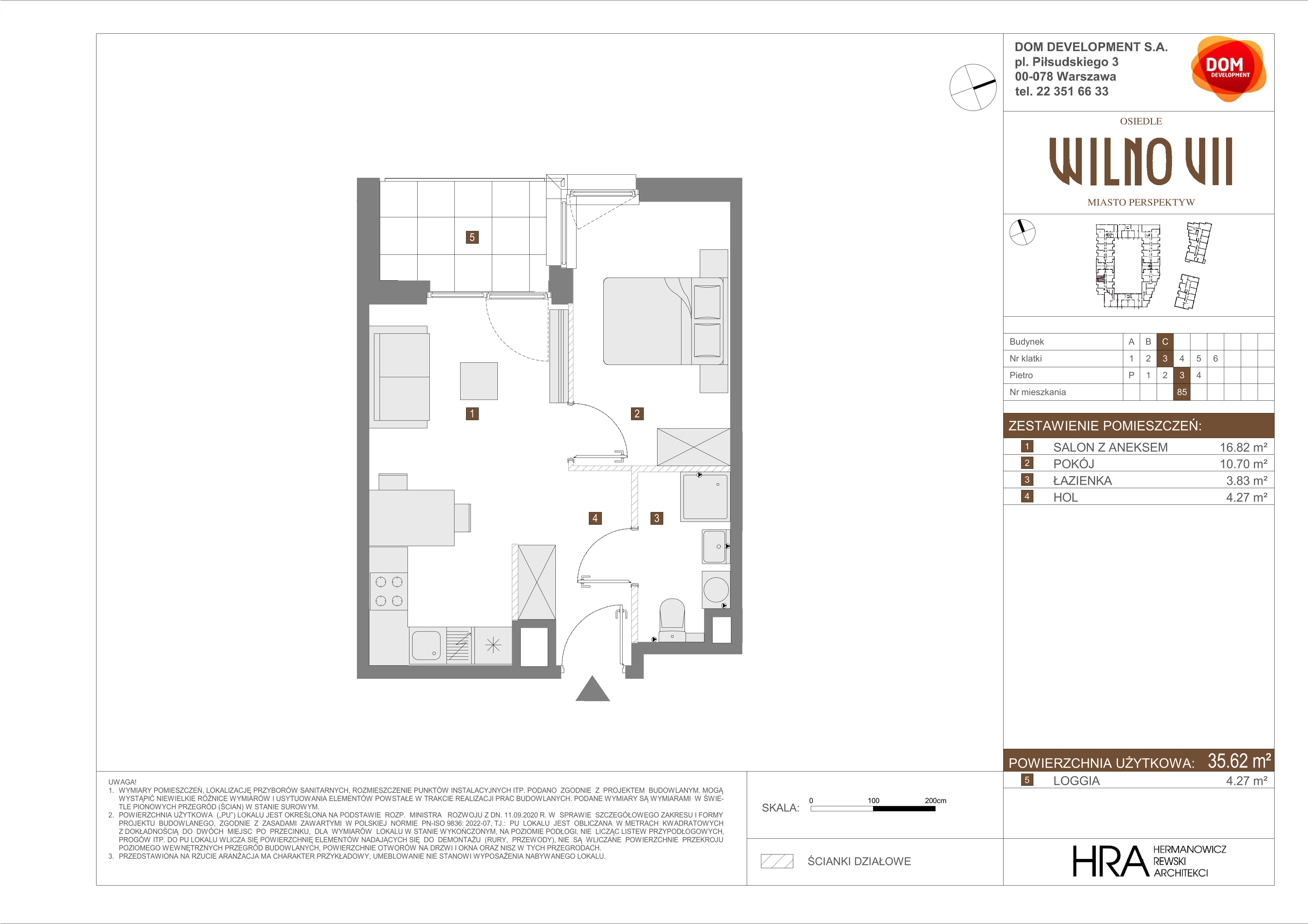 Mieszkanie 35,62 m², piętro 3, oferta nr C/85, Osiedle Wilno 7, Warszawa, Targówek, Elsnerów, ul. Janowiecka