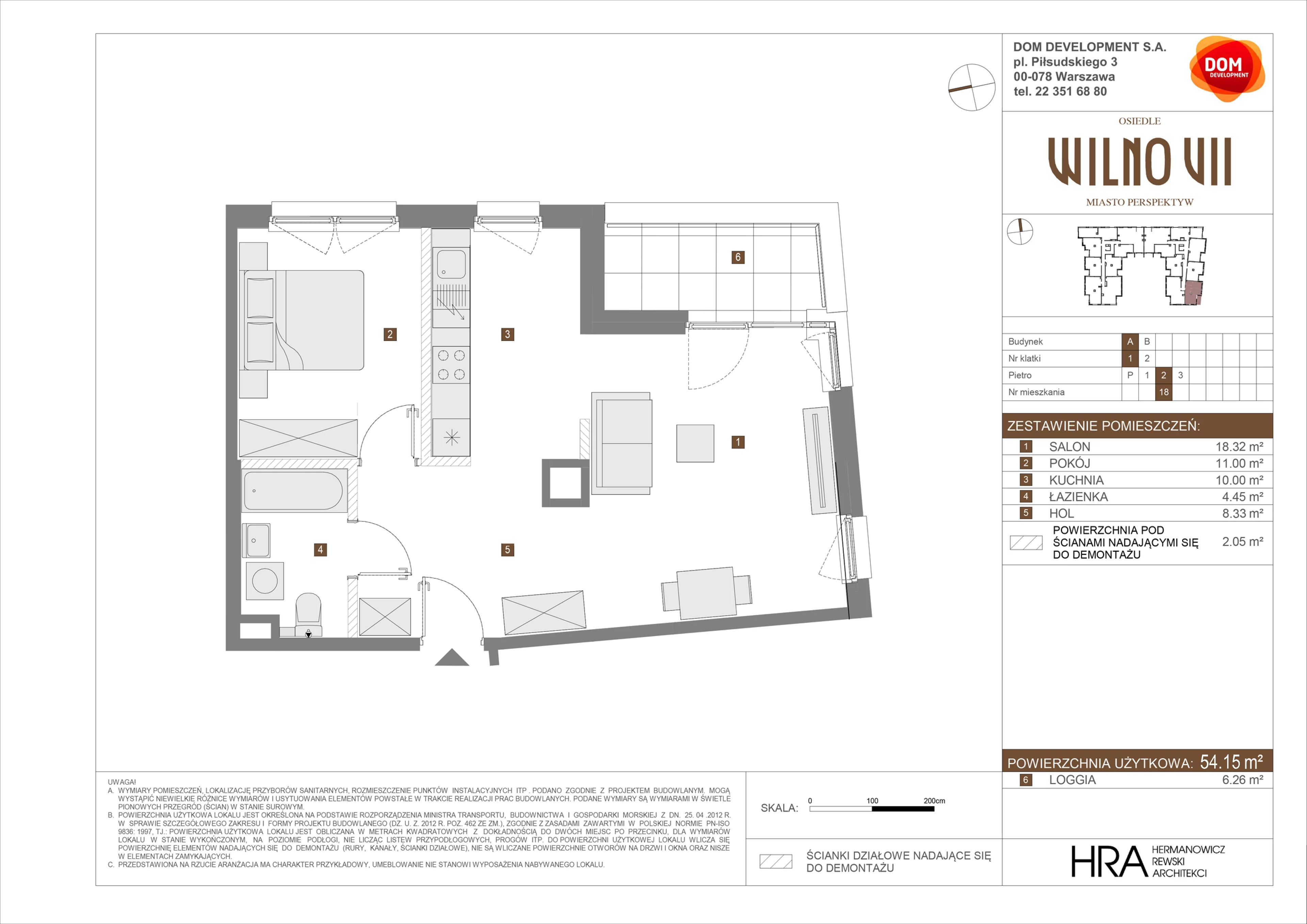 2 pokoje, mieszkanie 54,15 m², piętro 2, oferta nr A/18, Osiedle Wilno 7, Warszawa, Targówek, Elsnerów, ul. Janowiecka