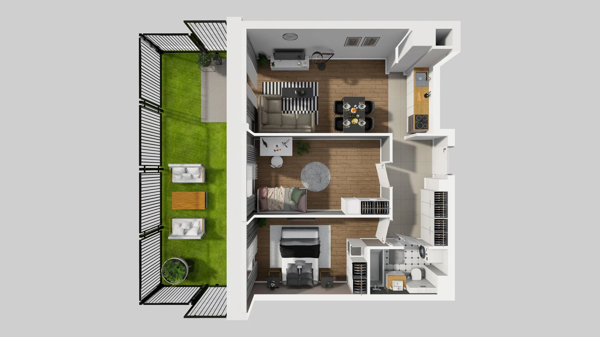 2 pokoje, mieszkanie 59,02 m², parter, oferta nr B/3, Apartamenty nad Oławką 2, Wrocław, Przedmieście Oławskie, Krzyki, ul. Krakowska 98a