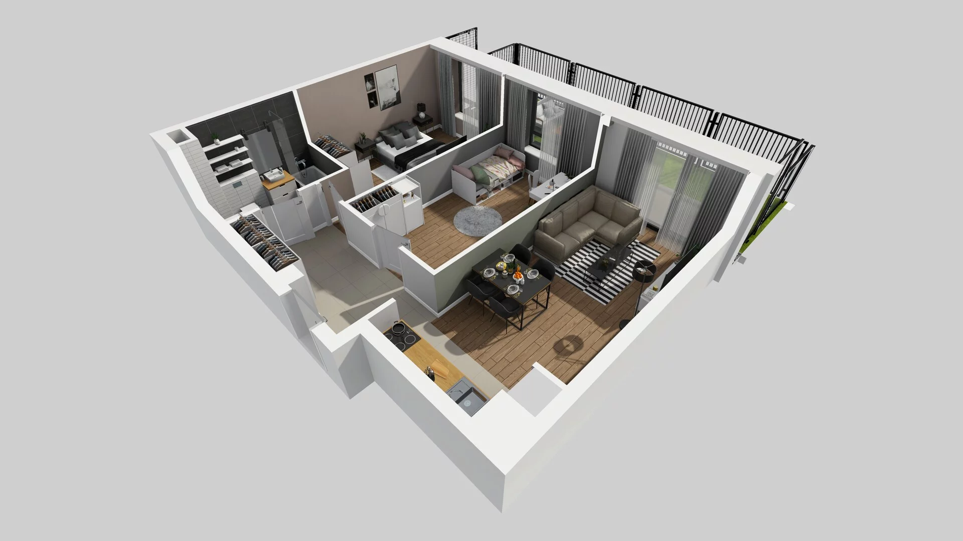 2 pokoje, mieszkanie 59,02 m², parter, oferta nr B/3, Apartamenty nad Oławką 2, Wrocław, Przedmieście Oławskie, Krzyki, ul. Krakowska 98a