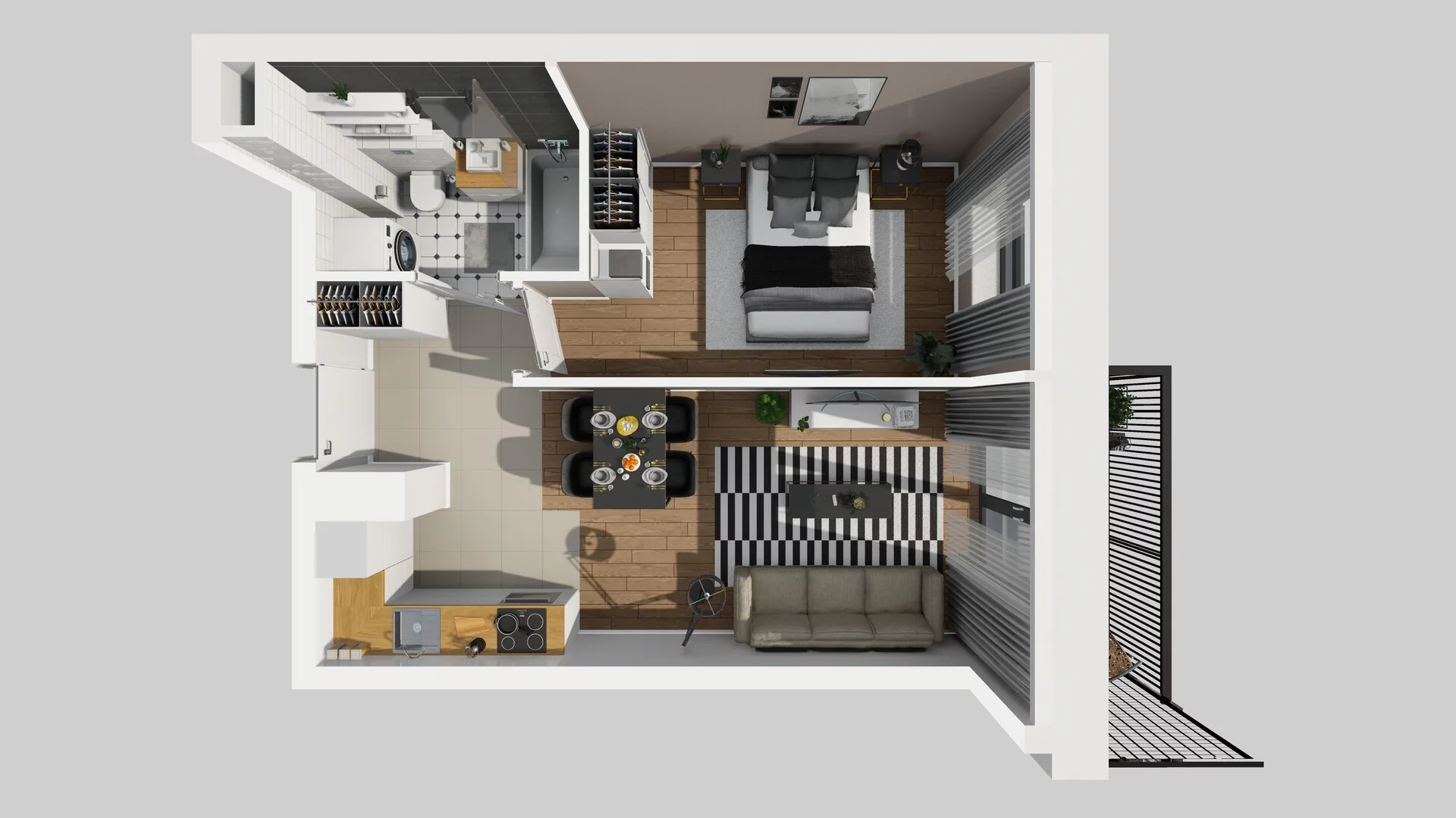 2 pokoje, mieszkanie 38,83 m², piętro 1, oferta nr B/5, Apartamenty nad Oławką 2, Wrocław, Przedmieście Oławskie, Krzyki, ul. Krakowska 98a