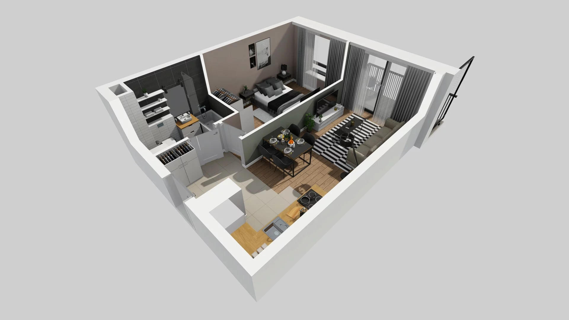 2 pokoje, mieszkanie 38,83 m², piętro 1, oferta nr B/5, Apartamenty nad Oławką 2, Wrocław, Przedmieście Oławskie, Krzyki, ul. Krakowska 98a