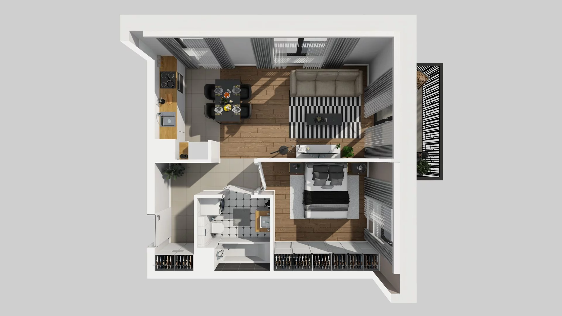 2 pokoje, mieszkanie 44,51 m², piętro 3, oferta nr B/97, Apartamenty nad Oławką 2, Wrocław, Przedmieście Oławskie, Krzyki, ul. Krakowska 98a
