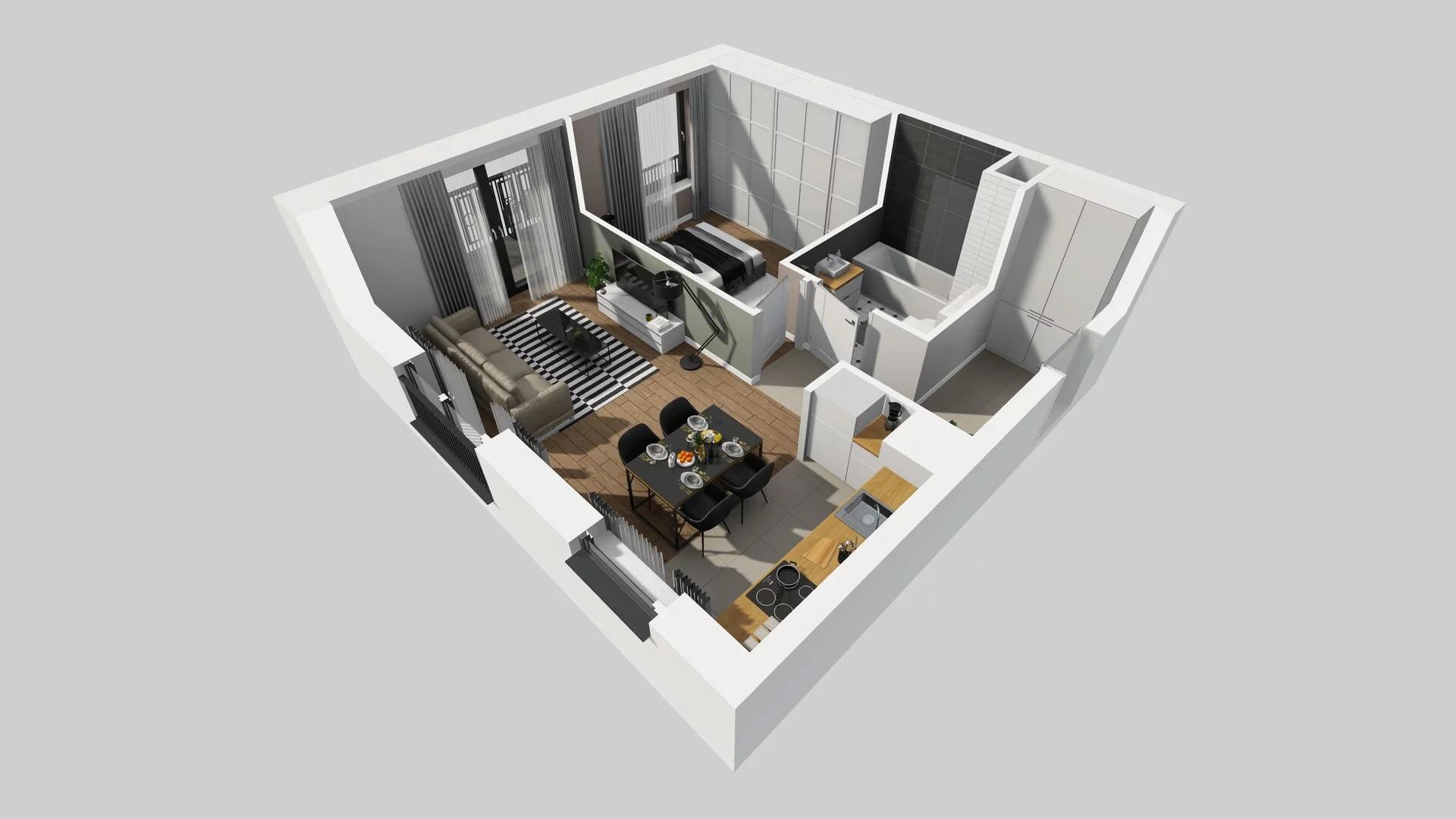 2 pokoje, mieszkanie 44,51 m², piętro 3, oferta nr B/97, Apartamenty nad Oławką 2, Wrocław, Przedmieście Oławskie, Krzyki, ul. Krakowska 98a