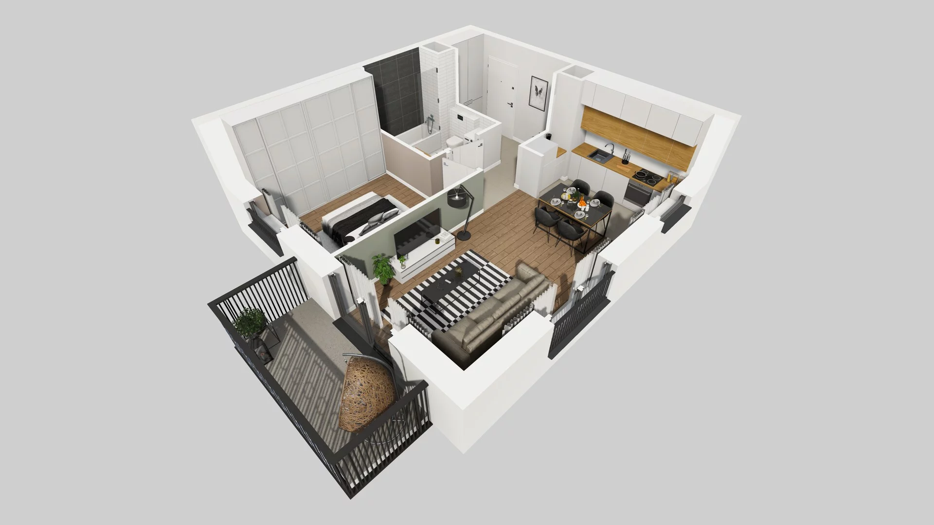 2 pokoje, mieszkanie 44,51 m², piętro 3, oferta nr B/97, Apartamenty nad Oławką 2, Wrocław, Przedmieście Oławskie, Krzyki, ul. Krakowska 98a