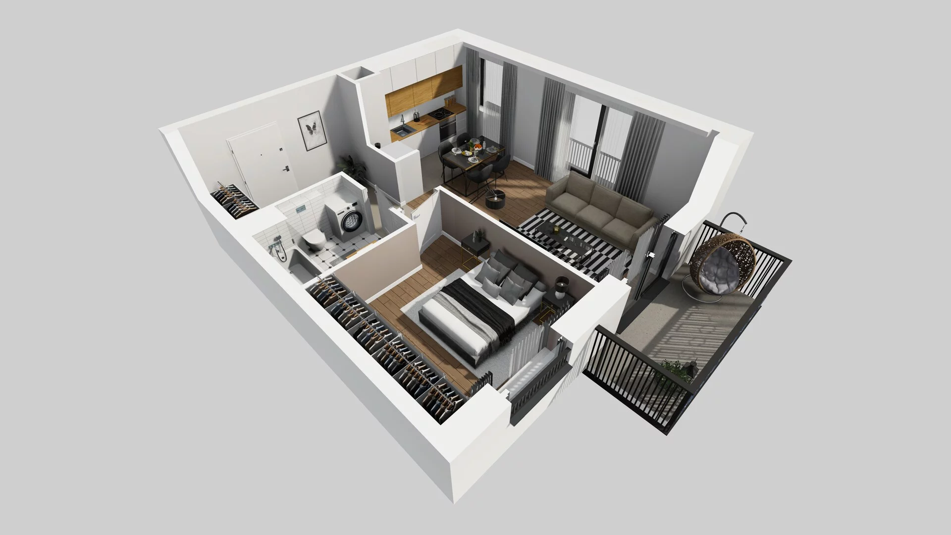 2 pokoje, mieszkanie 44,51 m², piętro 3, oferta nr B/97, Apartamenty nad Oławką 2, Wrocław, Przedmieście Oławskie, Krzyki, ul. Krakowska 98a