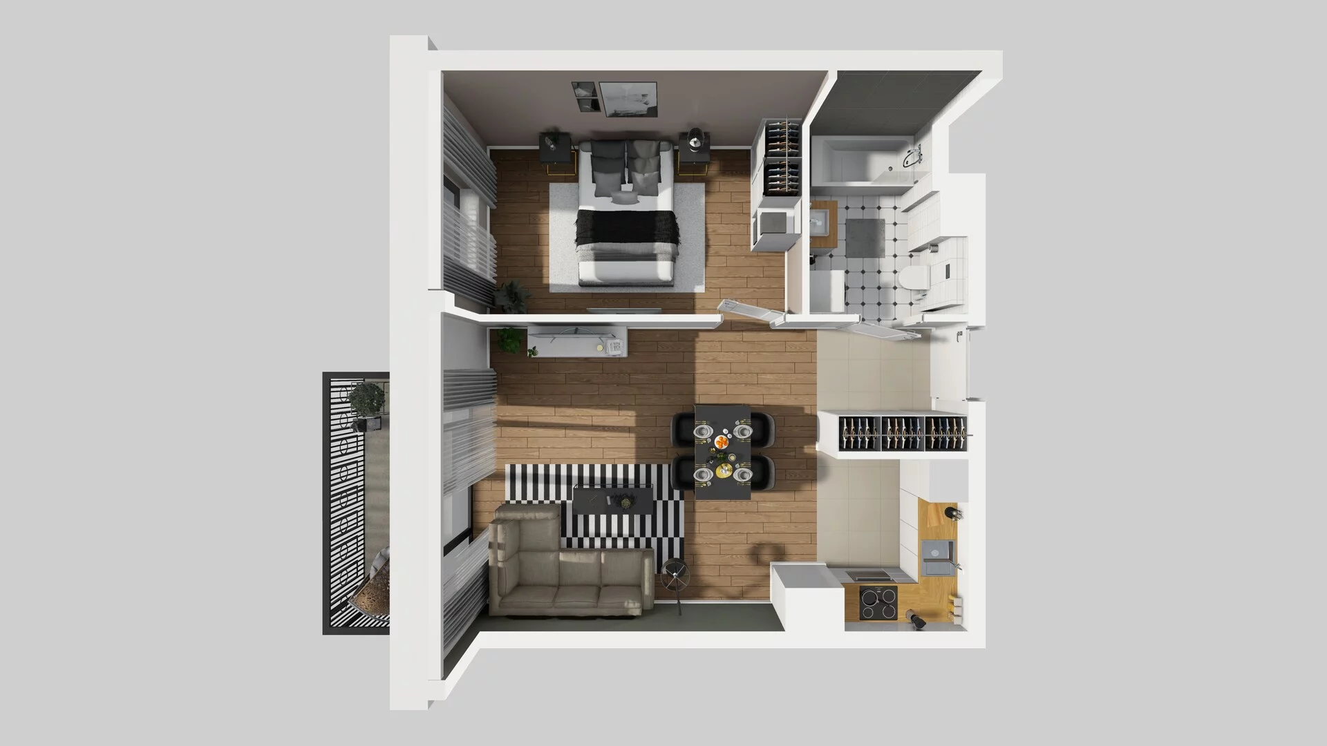2 pokoje, mieszkanie 46,61 m², piętro 3, oferta nr B/123, Apartamenty nad Oławką 2, Wrocław, Przedmieście Oławskie, Krzyki, ul. Krakowska 98a