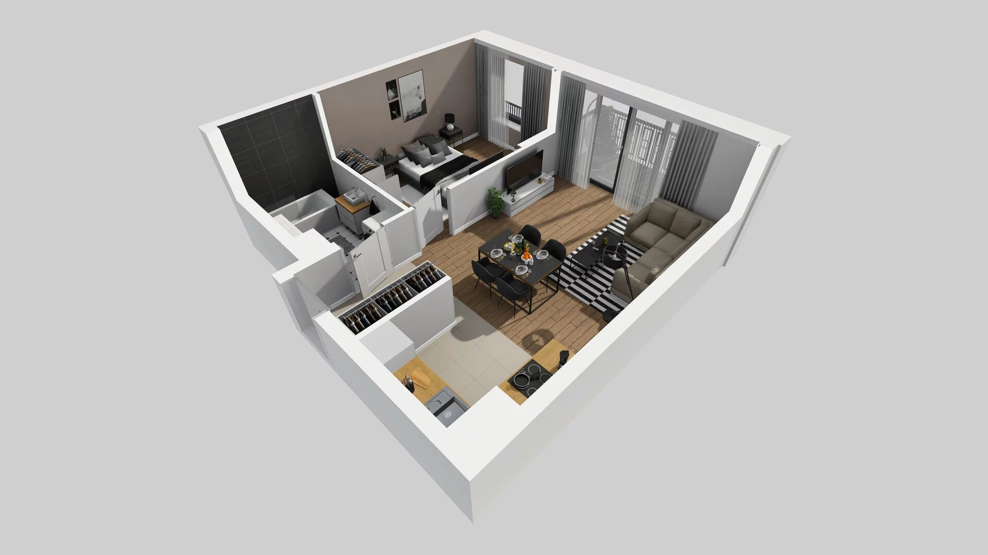 2 pokoje, mieszkanie 45,88 m², piętro 3, oferta nr B/124, Apartamenty nad Oławką 2, Wrocław, Przedmieście Oławskie, Krzyki, ul. Krakowska 98a