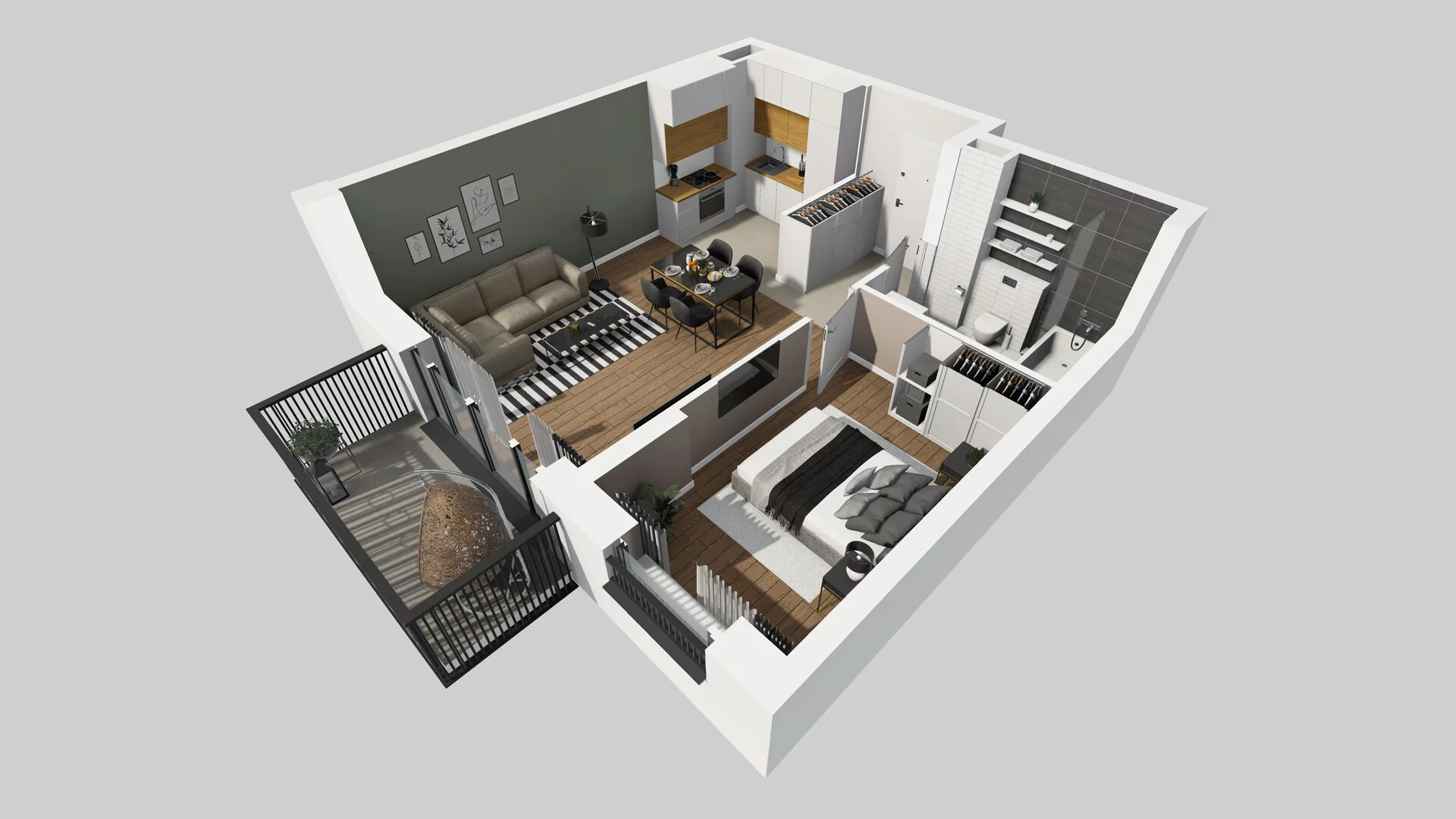 2 pokoje, mieszkanie 45,88 m², piętro 3, oferta nr B/124, Apartamenty nad Oławką 2, Wrocław, Przedmieście Oławskie, Krzyki, ul. Krakowska 98a