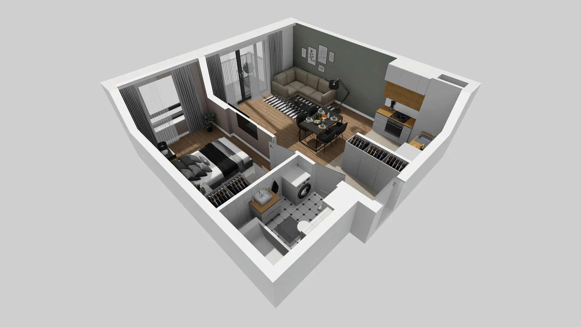 2 pokoje, mieszkanie 45,88 m², piętro 4, oferta nr B/128, Apartamenty nad Oławką 2, Wrocław, Przedmieście Oławskie, Krzyki, ul. Krakowska 98a