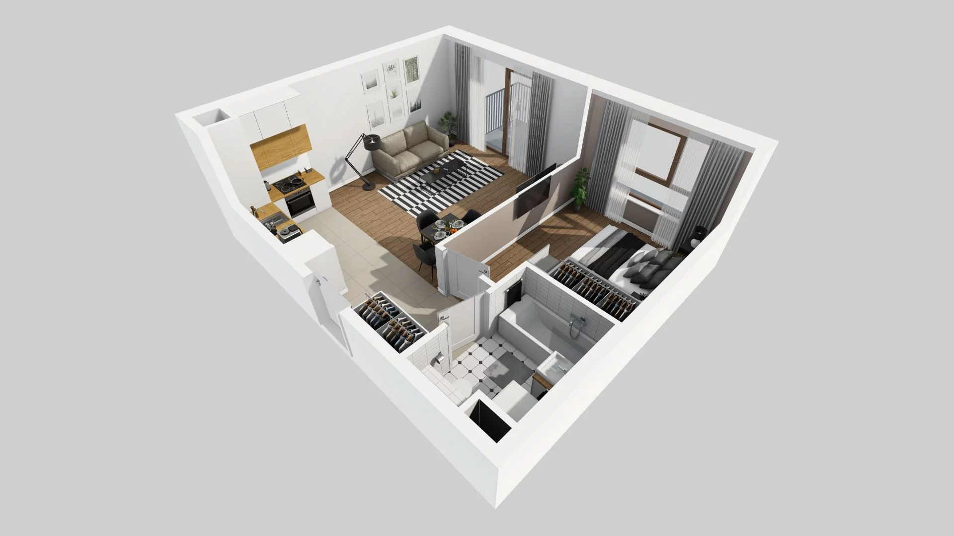 2 pokoje, mieszkanie 45,71 m², piętro 2, oferta nr E/15, Harmonia Mokotów, Warszawa, Mokotów, Siekierki, al. Polski Walczącej / Józefa Becka