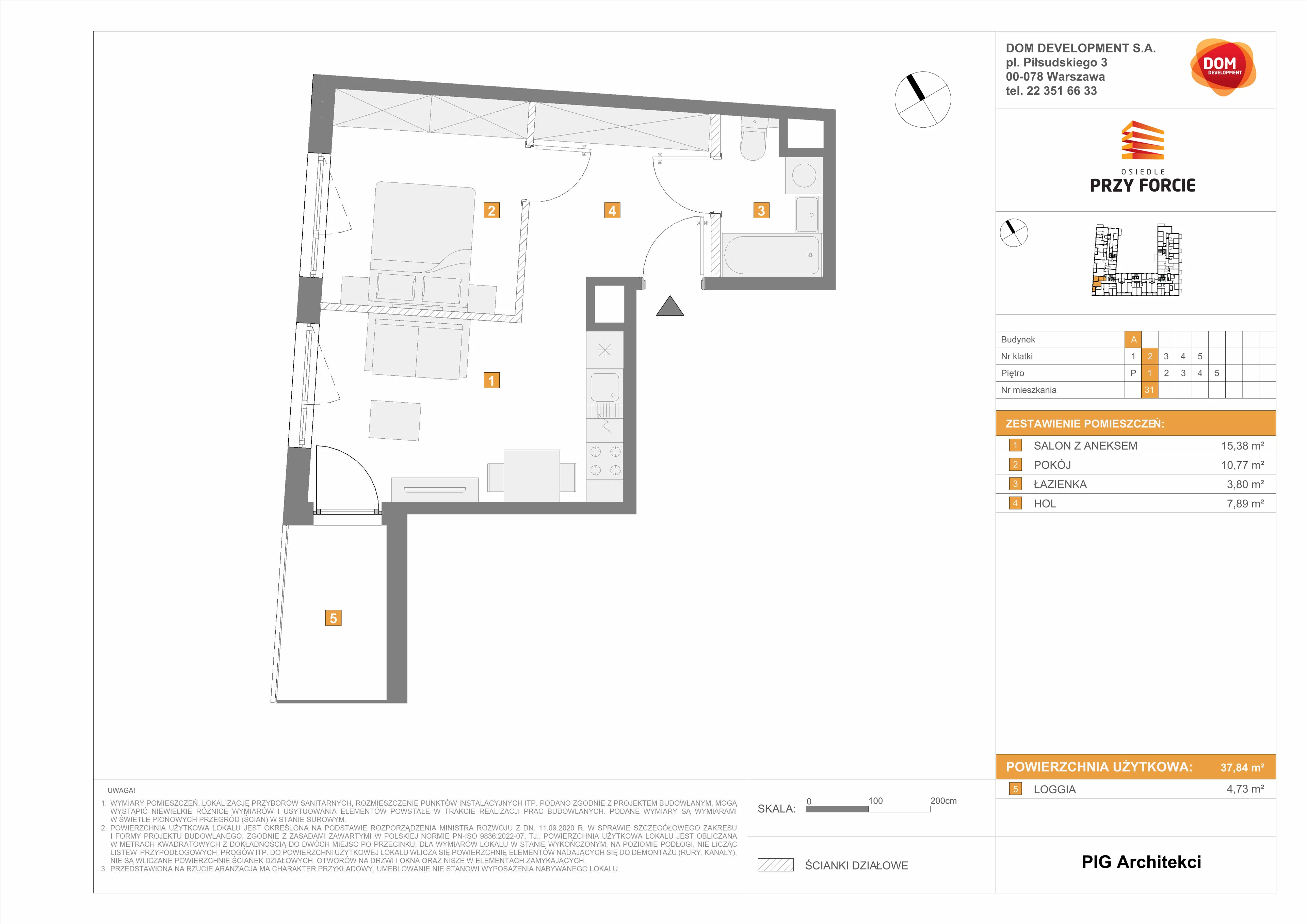 Mieszkanie 37,84 m², piętro 1, oferta nr A/31, Przy Forcie, Warszawa, Ursus, Skorosze, ul. Przy Forcie 2