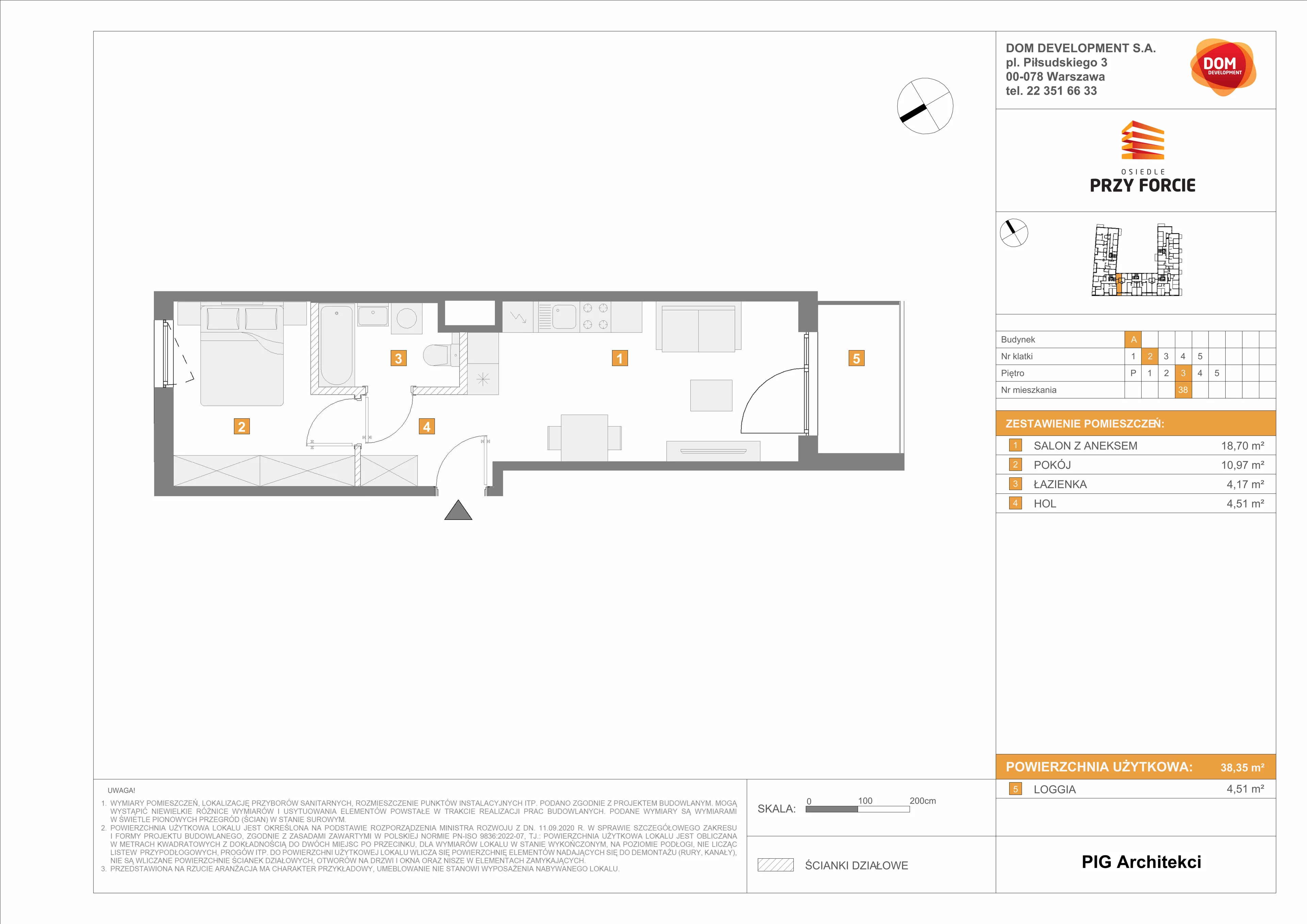 Mieszkanie 38,35 m², piętro 3, oferta nr A/38, Przy Forcie, Warszawa, Ursus, Skorosze, ul. Przy Forcie 2