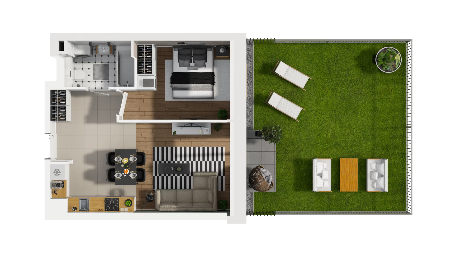 2 pokoje, mieszkanie 41,75 m², parter, oferta nr B2/2, Osiedle Arkadia, Wrocław, Polanowice-Poświętne-Ligota, Poświętne, ul. Ramiszowska 6