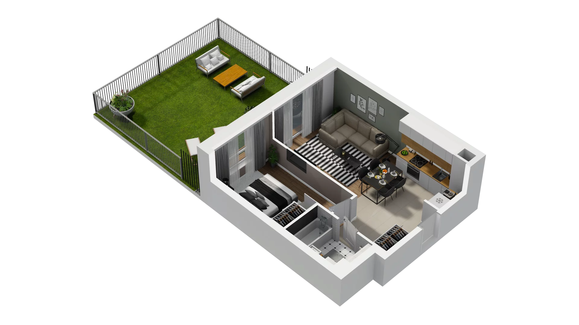 2 pokoje, mieszkanie 41,75 m², parter, oferta nr B2/2, Osiedle Arkadia, Wrocław, Polanowice-Poświętne-Ligota, Poświętne, ul. Ramiszowska 6