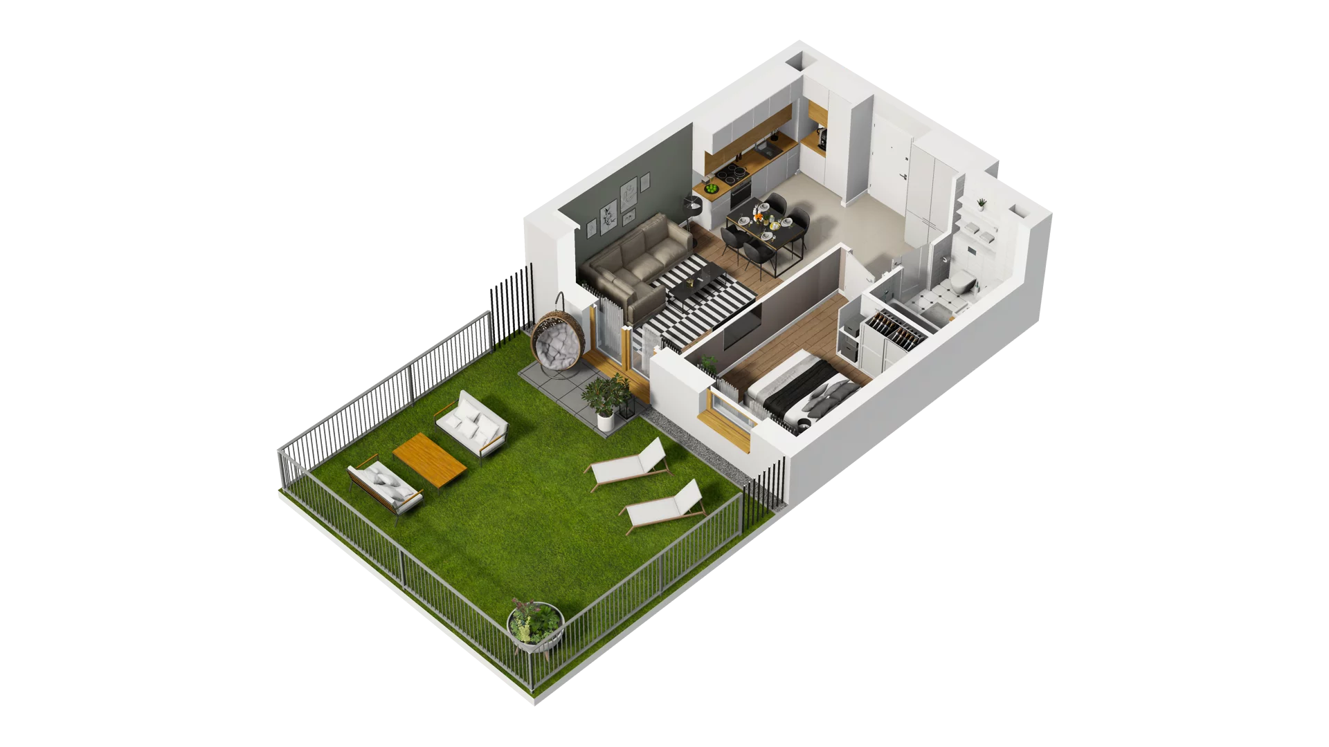 2 pokoje, mieszkanie 41,75 m², parter, oferta nr B2/2, Osiedle Arkadia, Wrocław, Polanowice-Poświętne-Ligota, Poświętne, ul. Ramiszowska 6