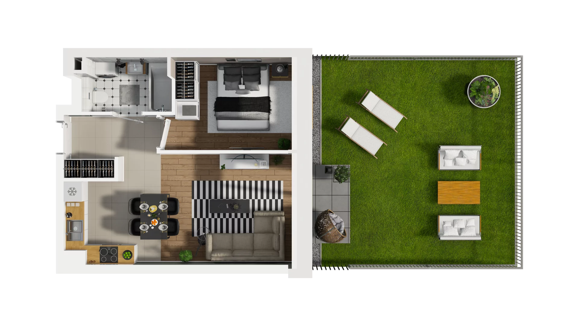 2 pokoje, mieszkanie 39,59 m², parter, oferta nr B2/3, Osiedle Arkadia, Wrocław, Polanowice-Poświętne-Ligota, Poświętne, ul. Ramiszowska 6