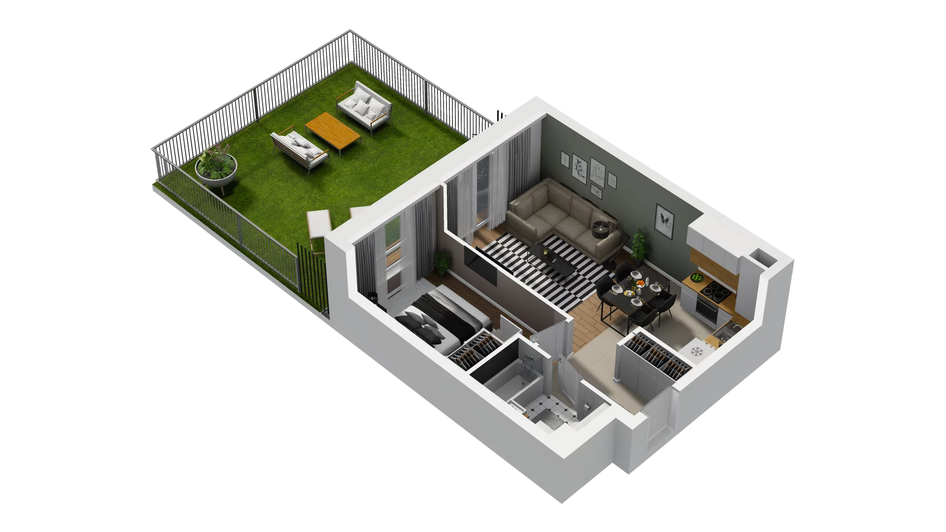 2 pokoje, mieszkanie 39,59 m², parter, oferta nr B2/3, Osiedle Arkadia, Wrocław, Polanowice-Poświętne-Ligota, Poświętne, ul. Ramiszowska 6