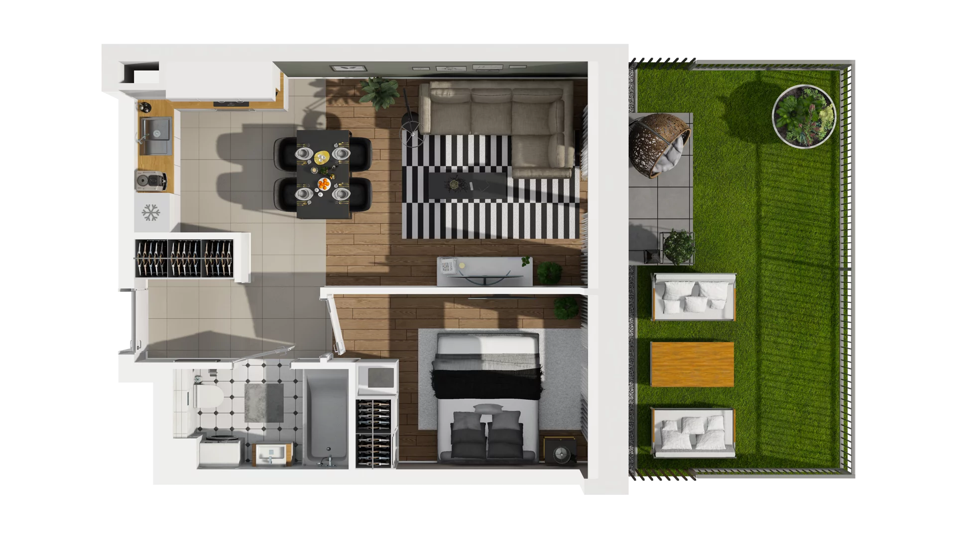2 pokoje, mieszkanie 39,71 m², parter, oferta nr B2/4, Osiedle Arkadia, Wrocław, Polanowice-Poświętne-Ligota, Poświętne, ul. Ramiszowska 6