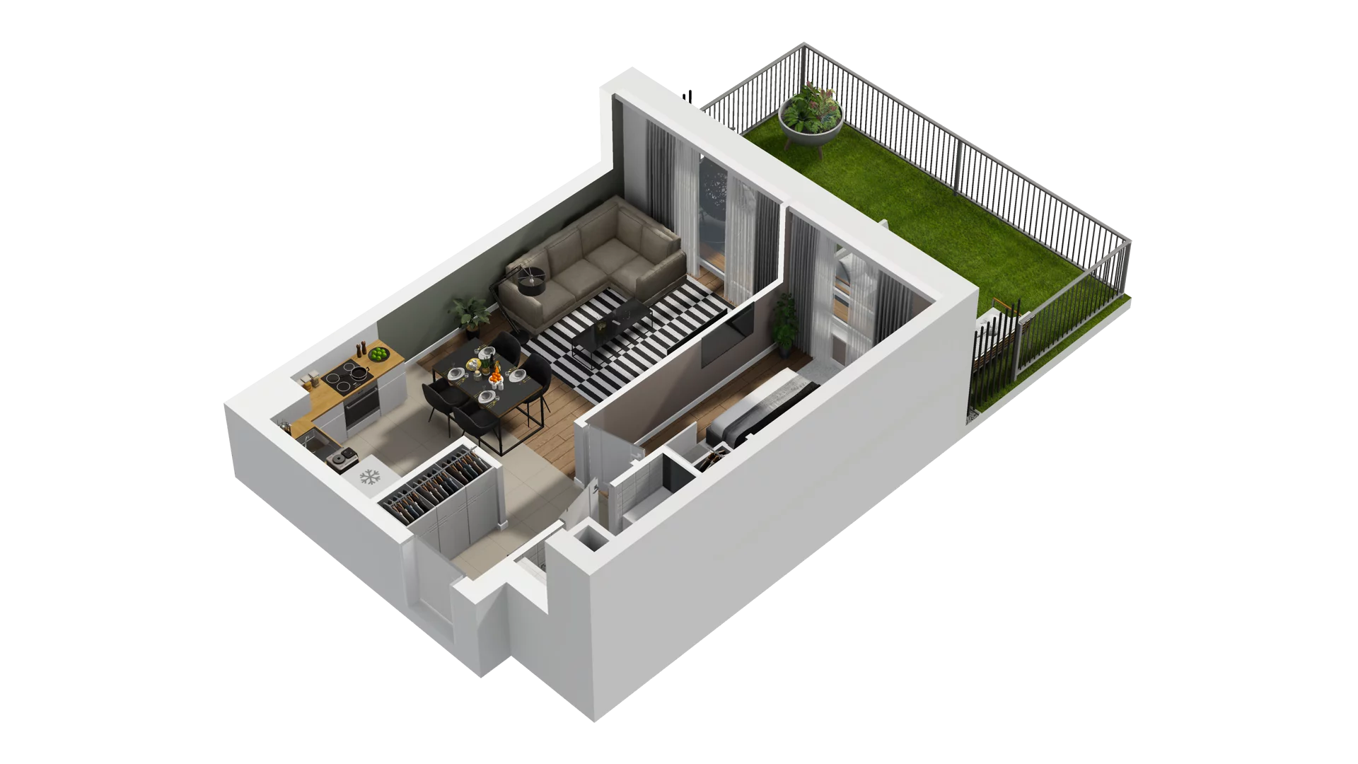 2 pokoje, mieszkanie 39,71 m², parter, oferta nr B2/4, Osiedle Arkadia, Wrocław, Polanowice-Poświętne-Ligota, Poświętne, ul. Ramiszowska 6