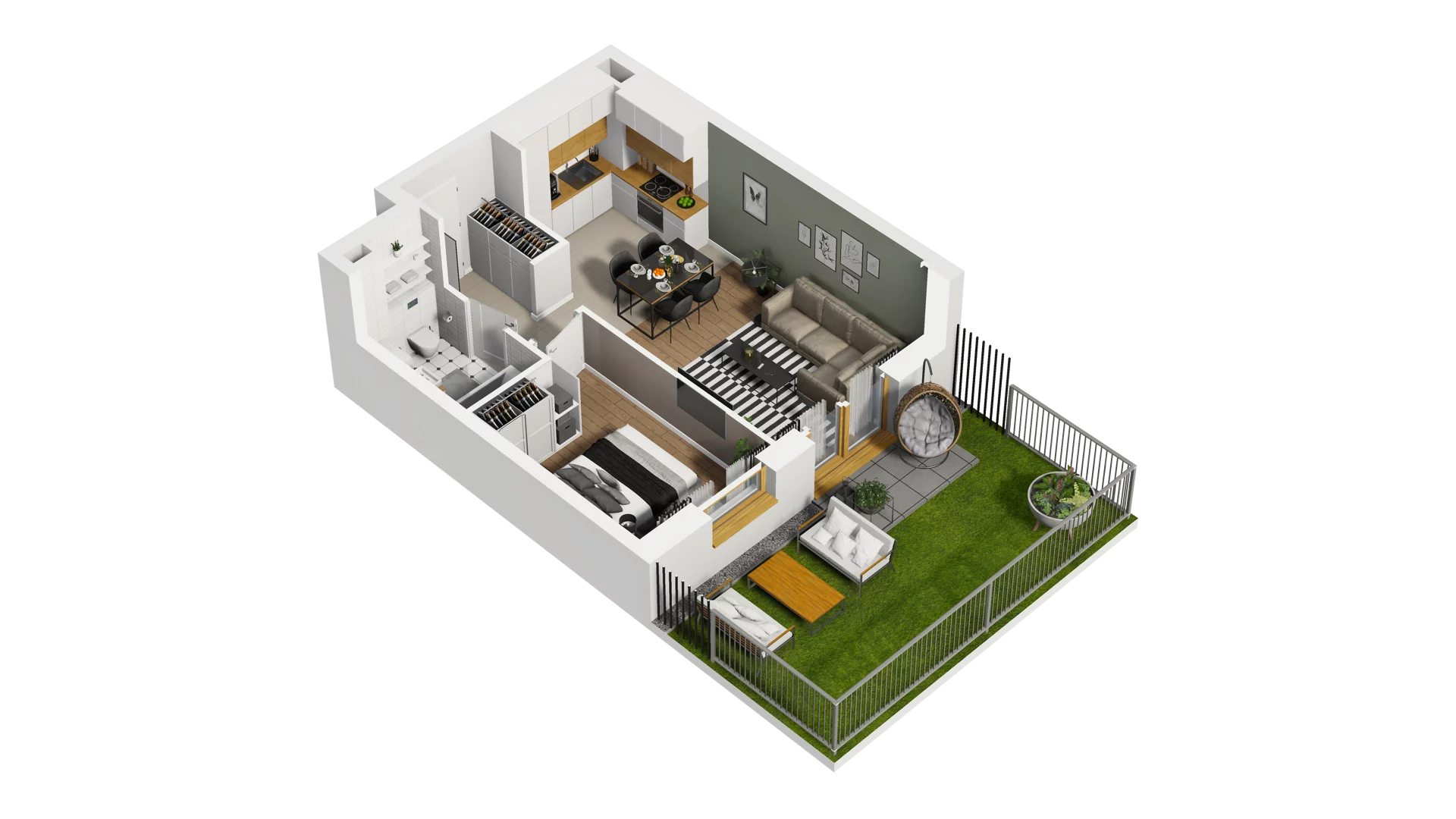 2 pokoje, mieszkanie 39,71 m², parter, oferta nr B2/4, Osiedle Arkadia, Wrocław, Polanowice-Poświętne-Ligota, Poświętne, ul. Ramiszowska 6