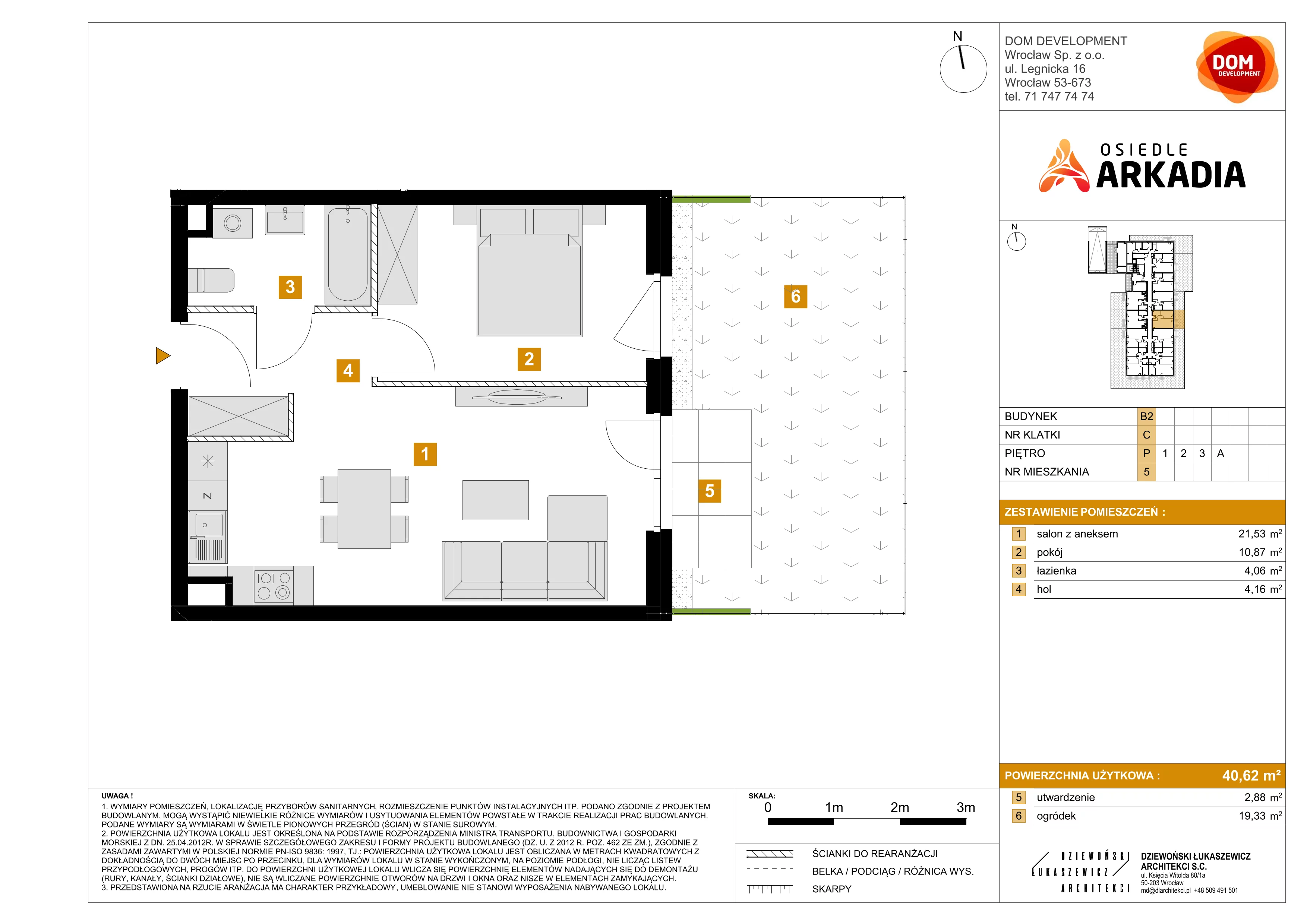 2 pokoje, mieszkanie 40,62 m², parter, oferta nr B2/5, Osiedle Arkadia, Wrocław, Polanowice-Poświętne-Ligota, Poświętne, ul. Ramiszowska 6