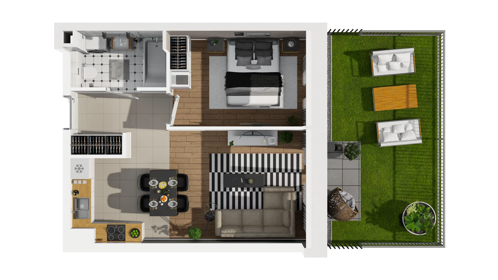 2 pokoje, mieszkanie 40,62 m², parter, oferta nr B2/5, Osiedle Arkadia, Wrocław, Polanowice-Poświętne-Ligota, Poświętne, ul. Ramiszowska 6