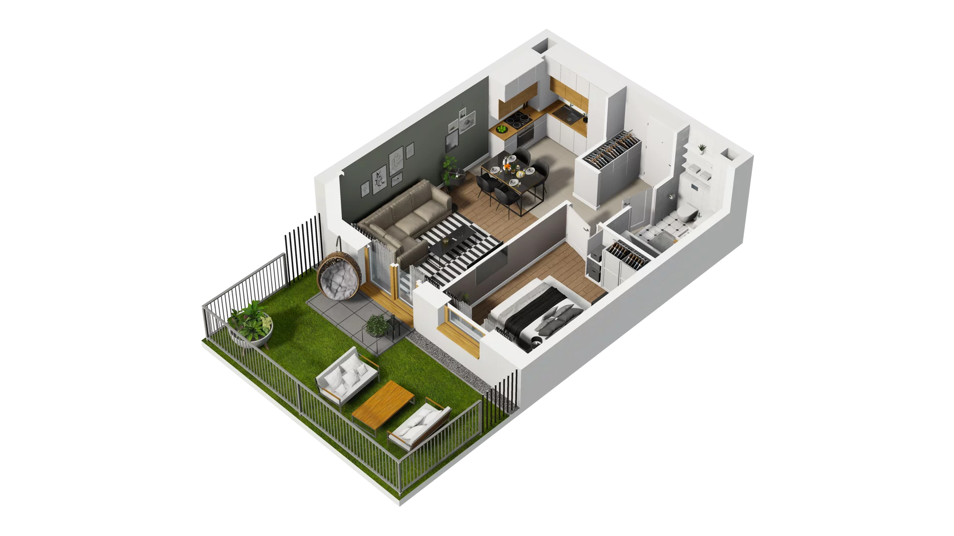 2 pokoje, mieszkanie 40,62 m², parter, oferta nr B2/5, Osiedle Arkadia, Wrocław, Polanowice-Poświętne-Ligota, Poświętne, ul. Ramiszowska 6